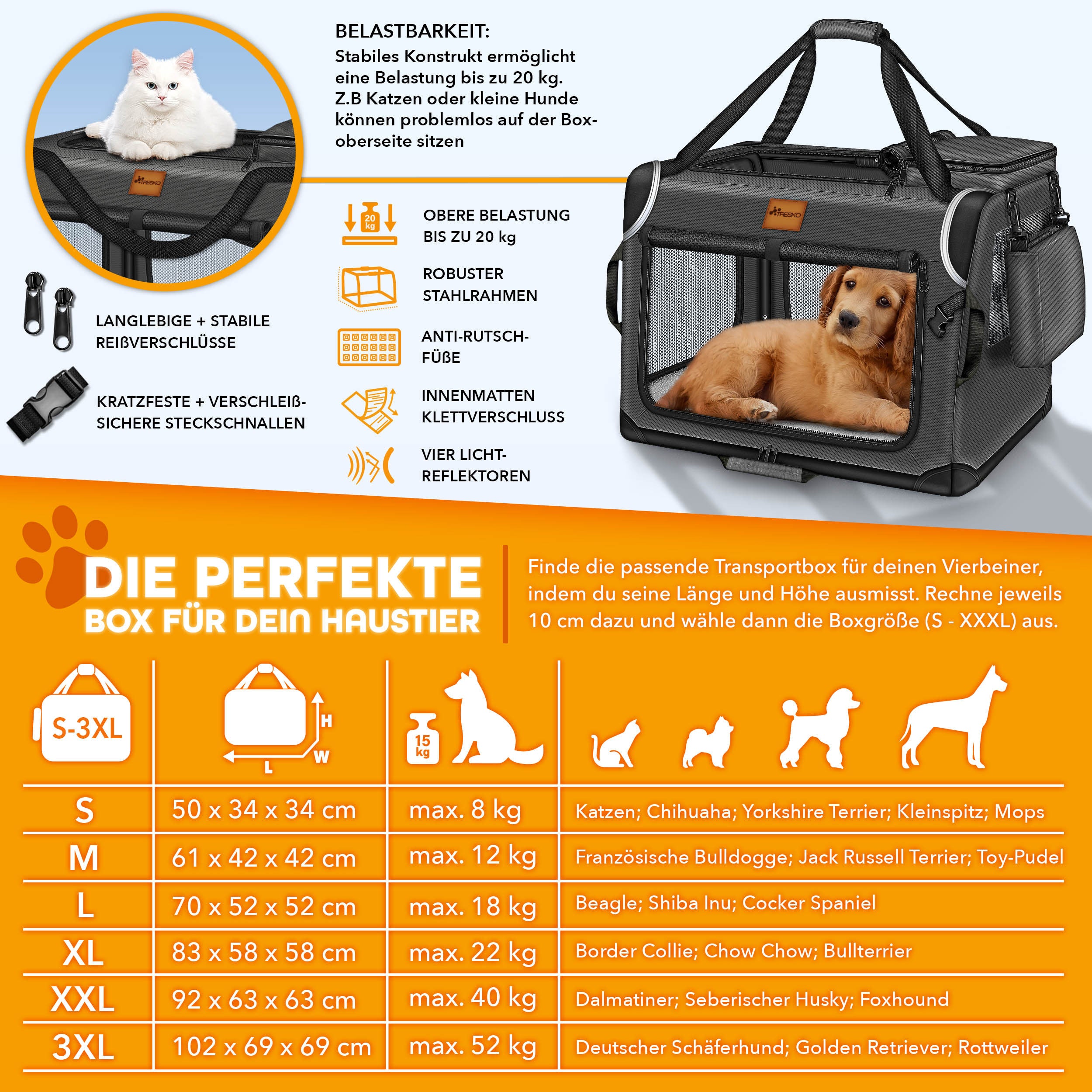 Hundebox, faltbar für Fahrzeug und unterwegs – Detailansicht 4
