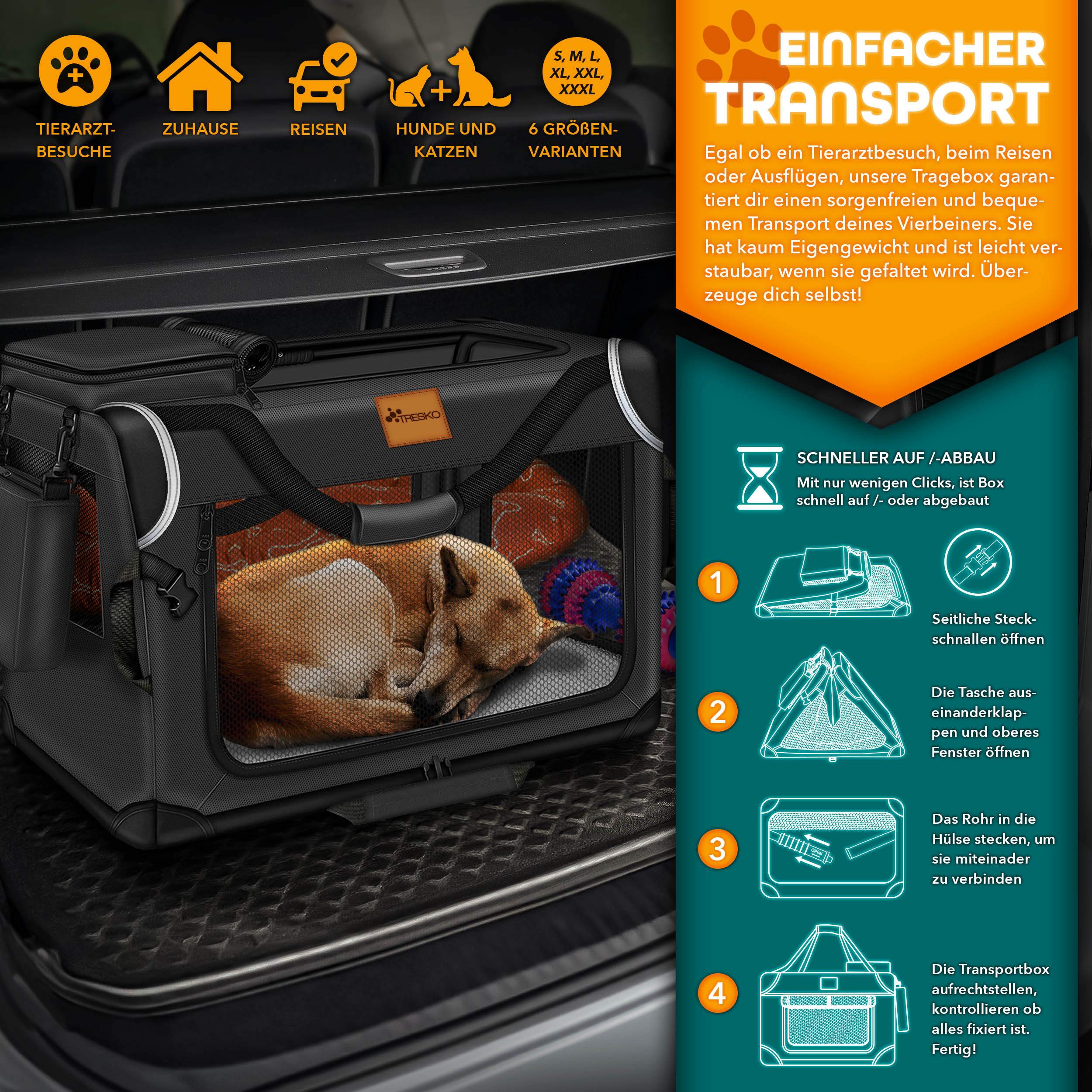 Hundebox, faltbar für Fahrzeug und unterwegs – Detailansicht 15