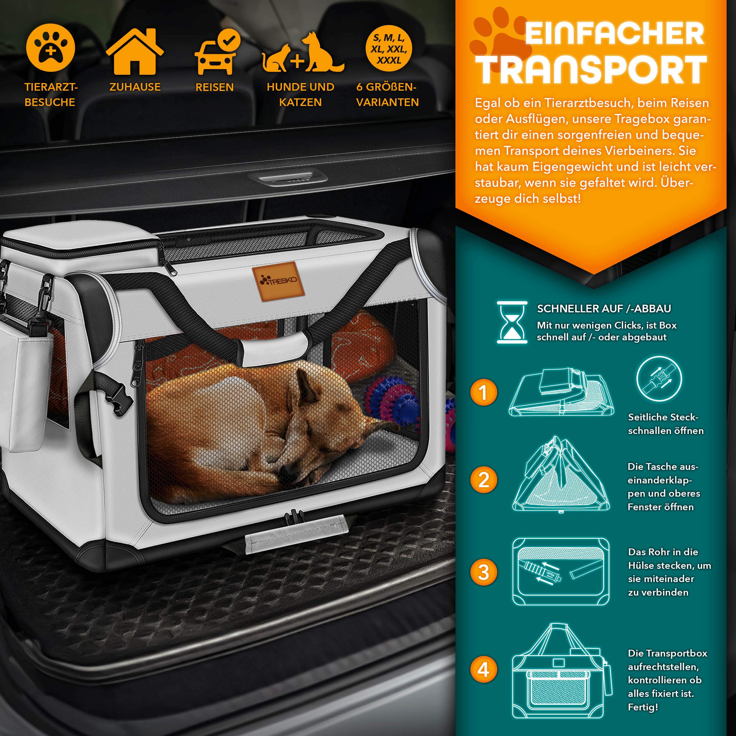 Hundebox, faltbar für Fahrzeug und unterwegs – Detailansicht 24