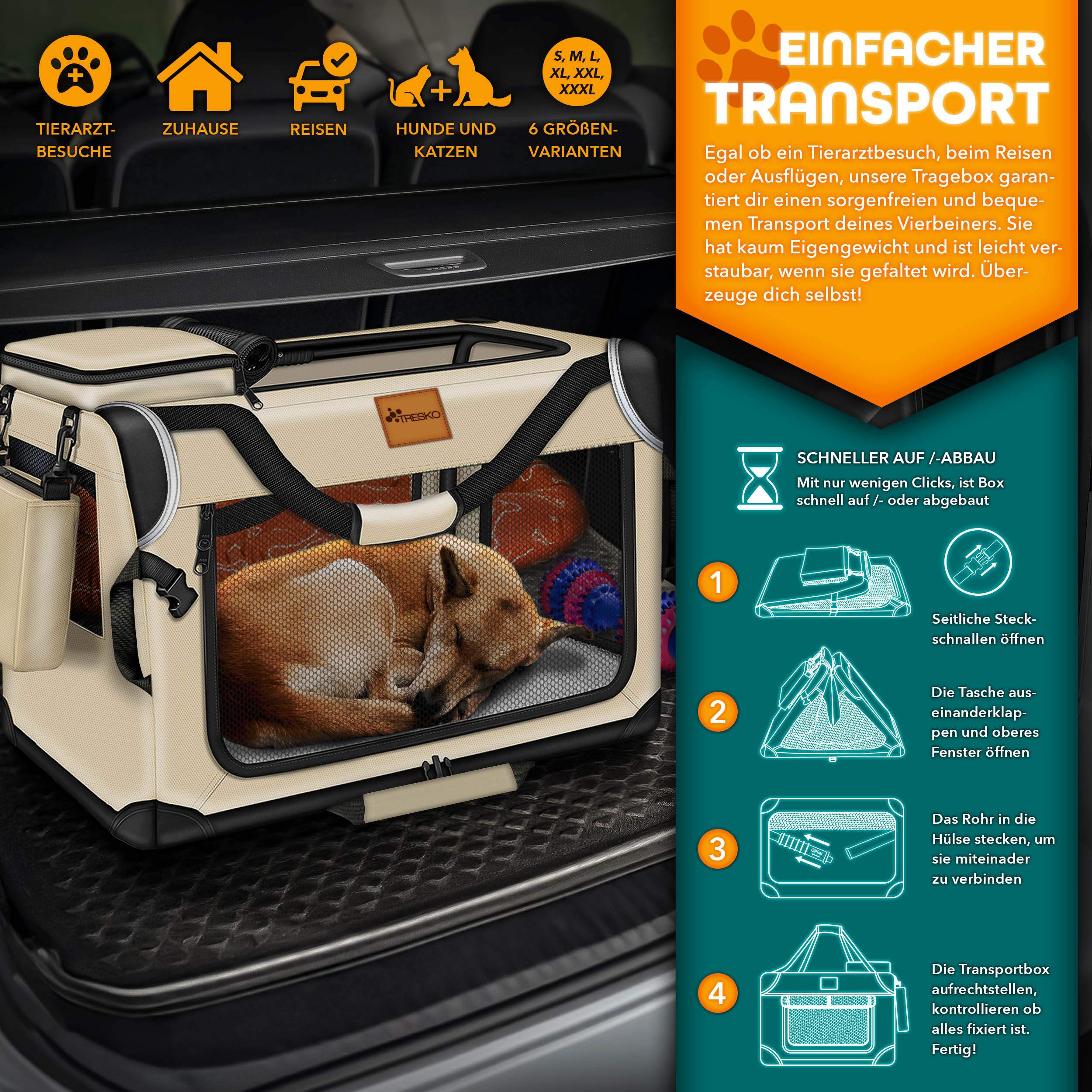 Hundebox, faltbar für Fahrzeug und unterwegs – Detailansicht 33