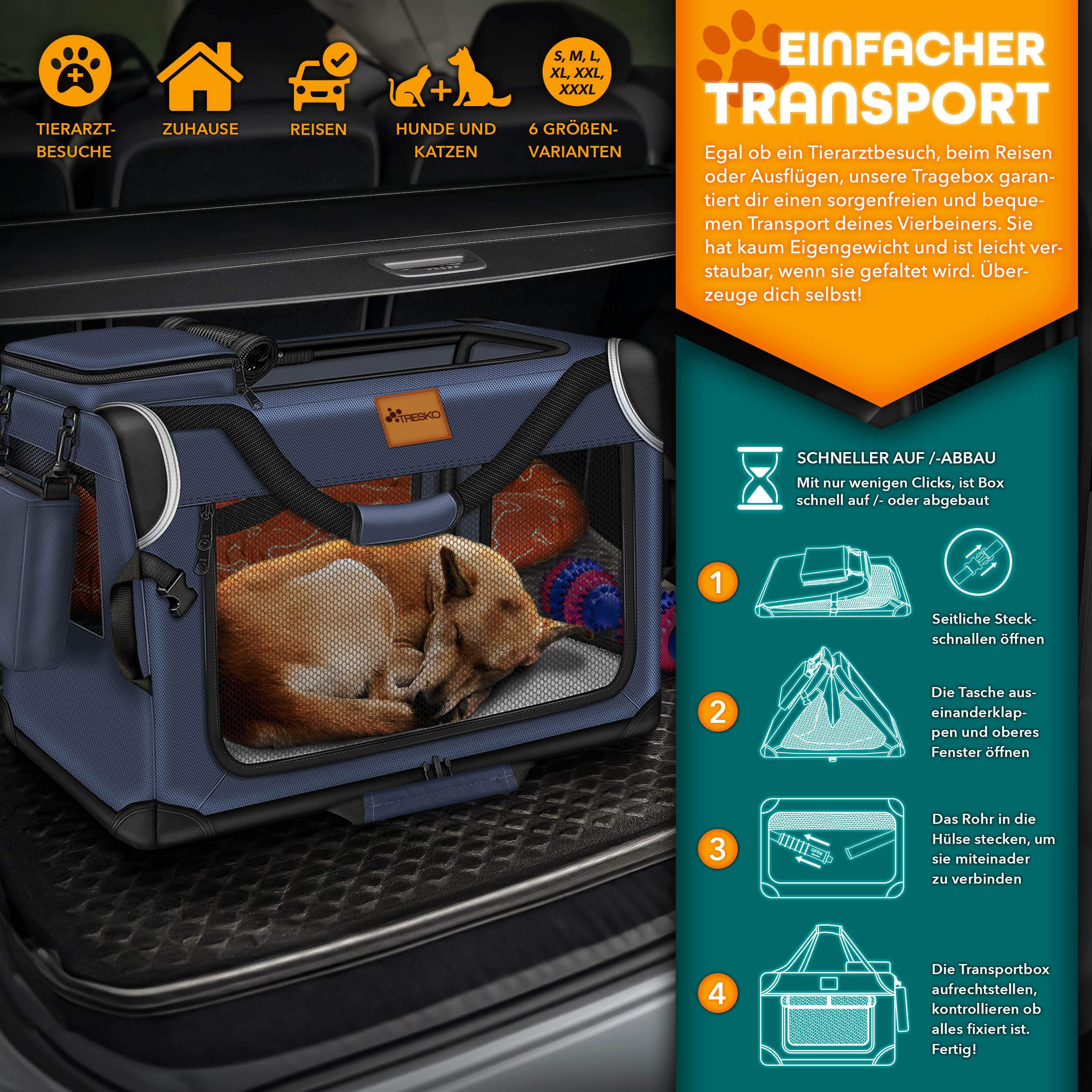 Hundebox, faltbar für Fahrzeug und unterwegs – Detailansicht 42