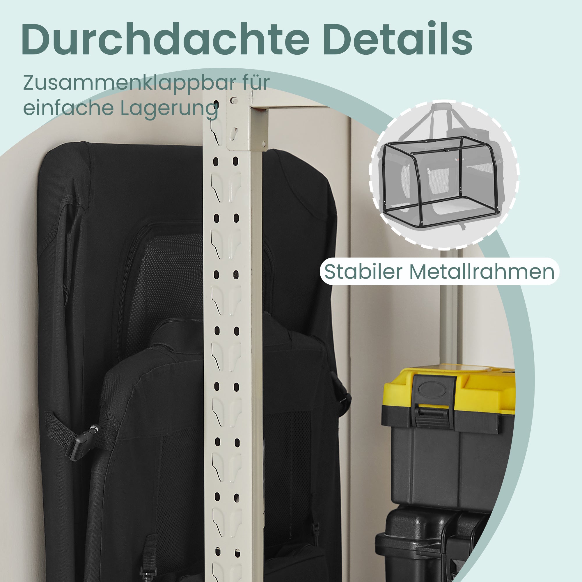 Hundebox, schwarz für Camping und Reisen – Detailansicht 11