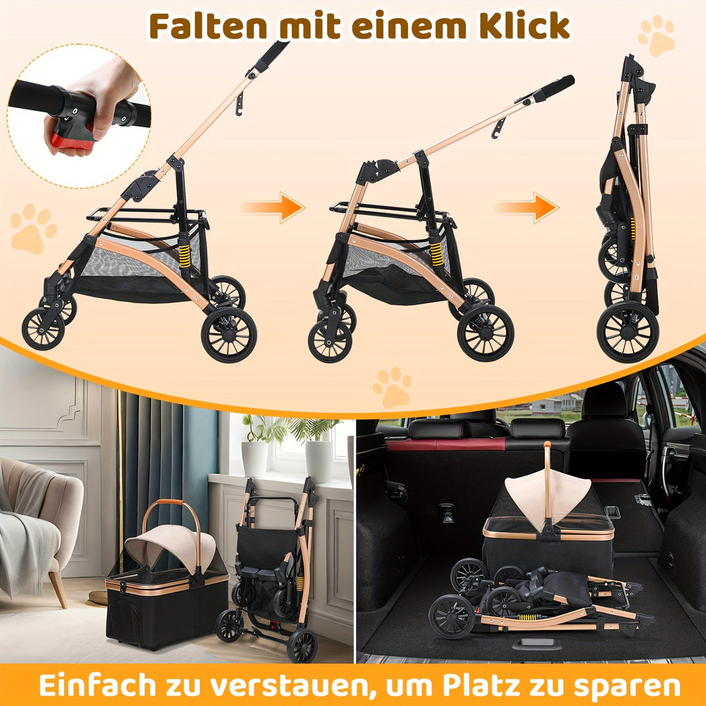 Hundekinderwagen, 360° drehbar für Camping und Reisen – Detailansicht 2