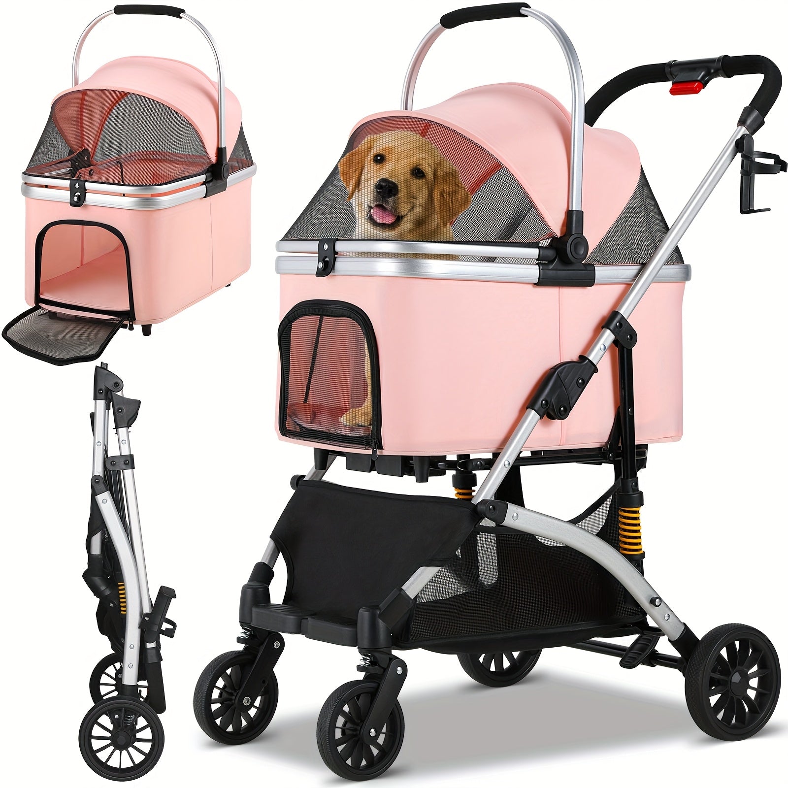 Hundekinderwagen, 360° drehbar für Camping und Reisen – Detailansicht 4