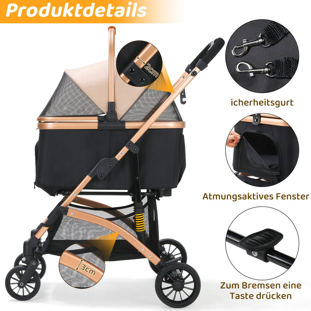 Hundekinderwagen, 360° drehbar für Camping und Reisen – Detailansicht 5