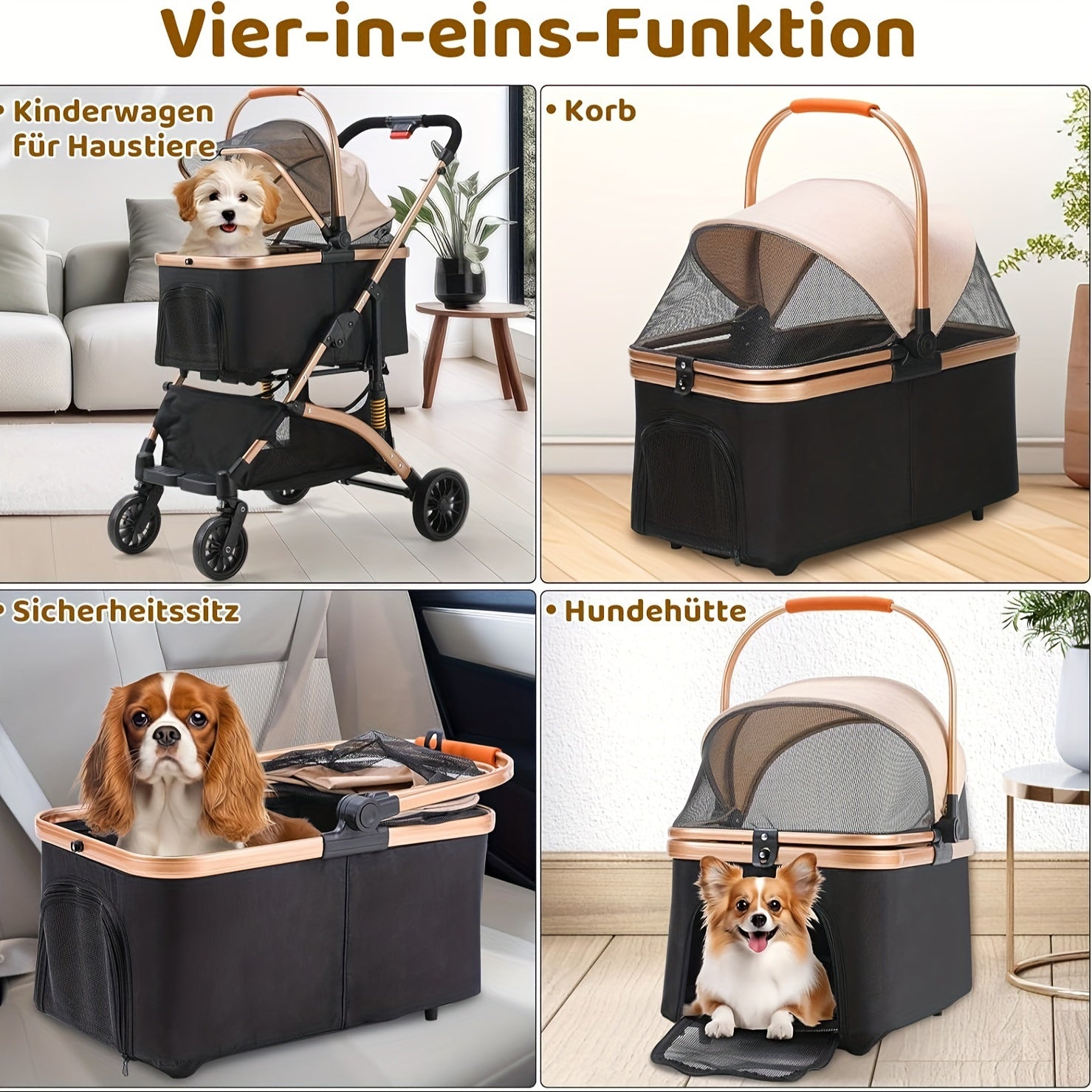 Hundekinderwagen, 360° drehbar für Camping und Reisen – Detailansicht 6