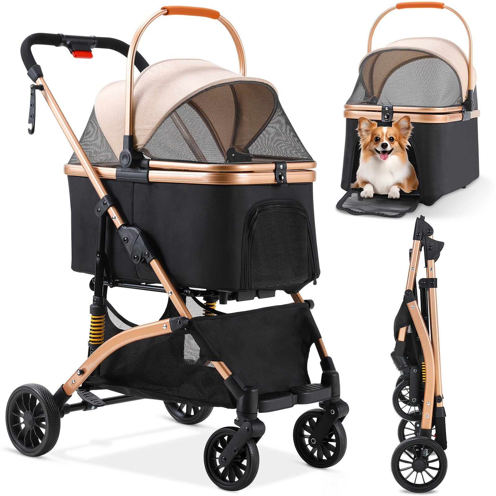 Hundekinderwagen, 360° drehbar für Camping und Reisen – Detailansicht 8