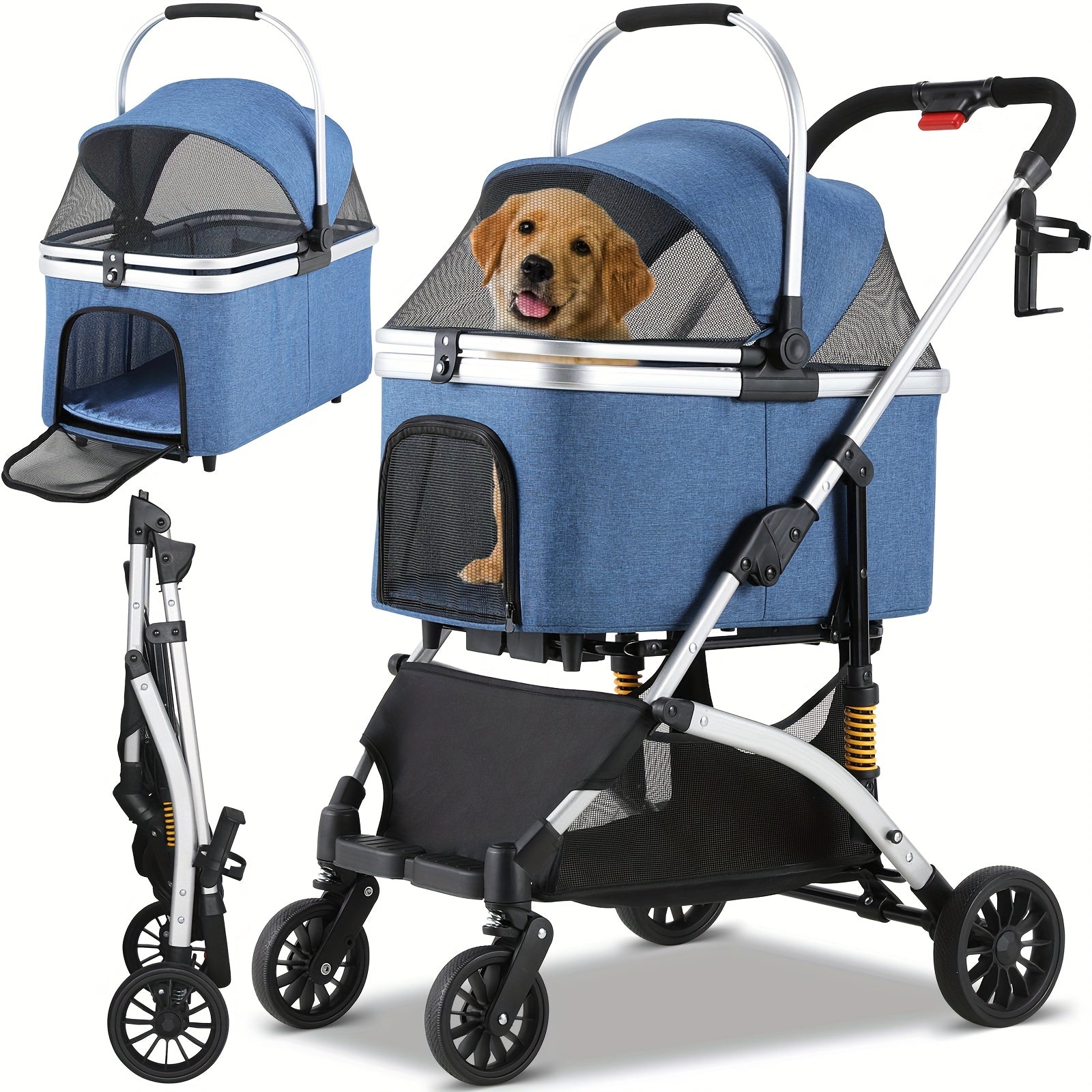Hundekinderwagen, 360° drehbar für Camping und Reisen – Detailansicht 9