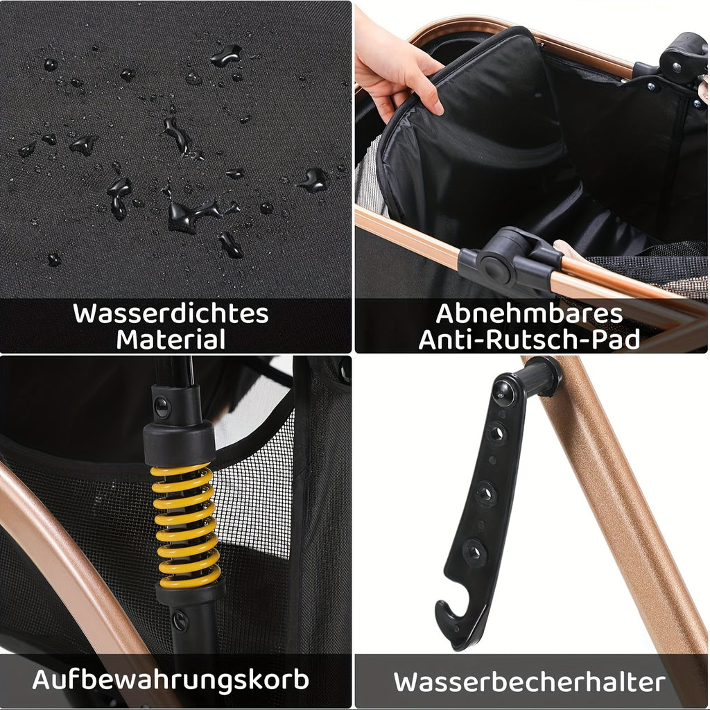 Hundekinderwagen, 360° drehbar für Camping und Reisen – Detailansicht 13