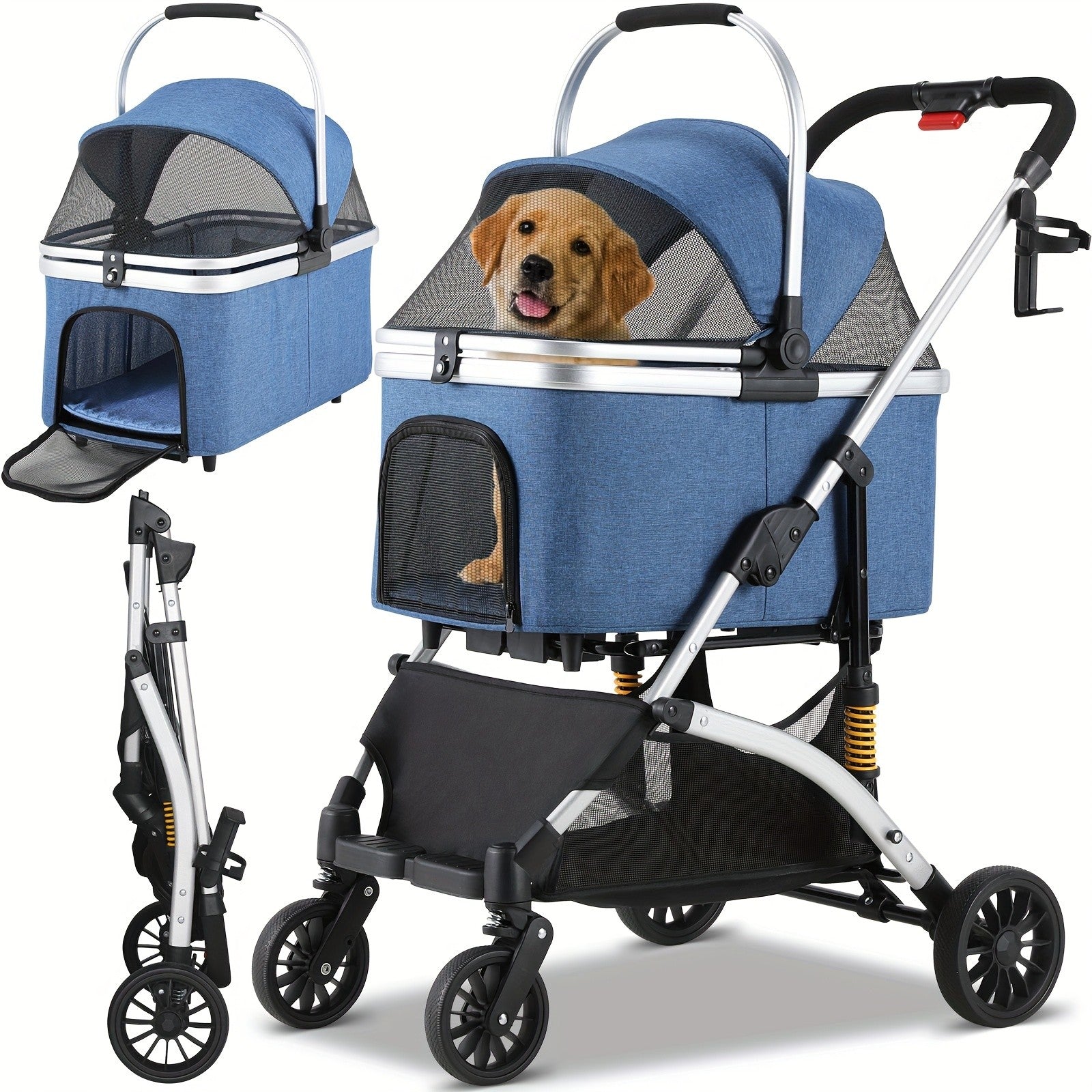 Hundekinderwagen, 360° drehbar für Camping und Reisen – Detailansicht 18