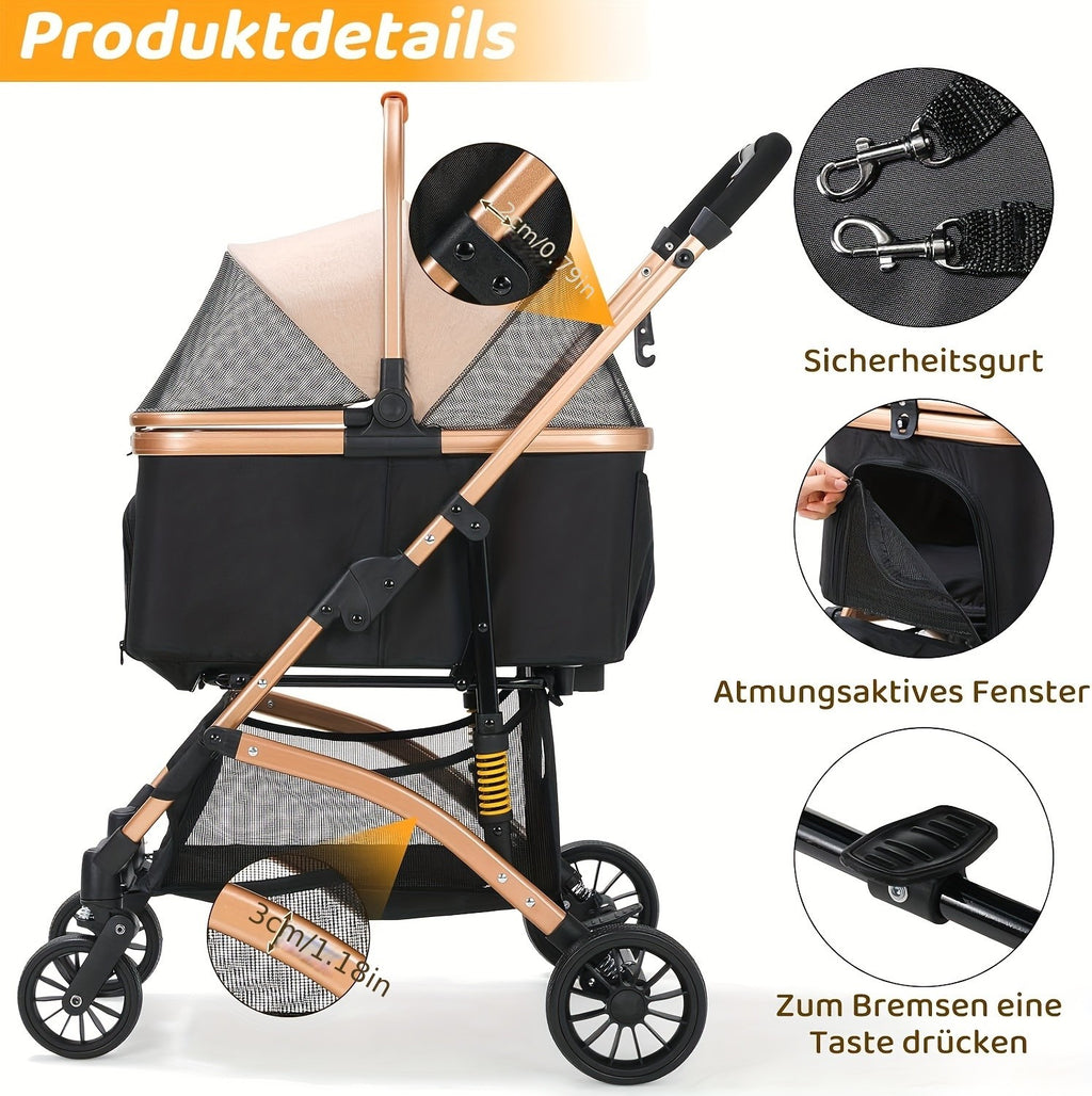 Hundekinderwagen, 360° drehbar für Camping und Reisen – Detailansicht 20