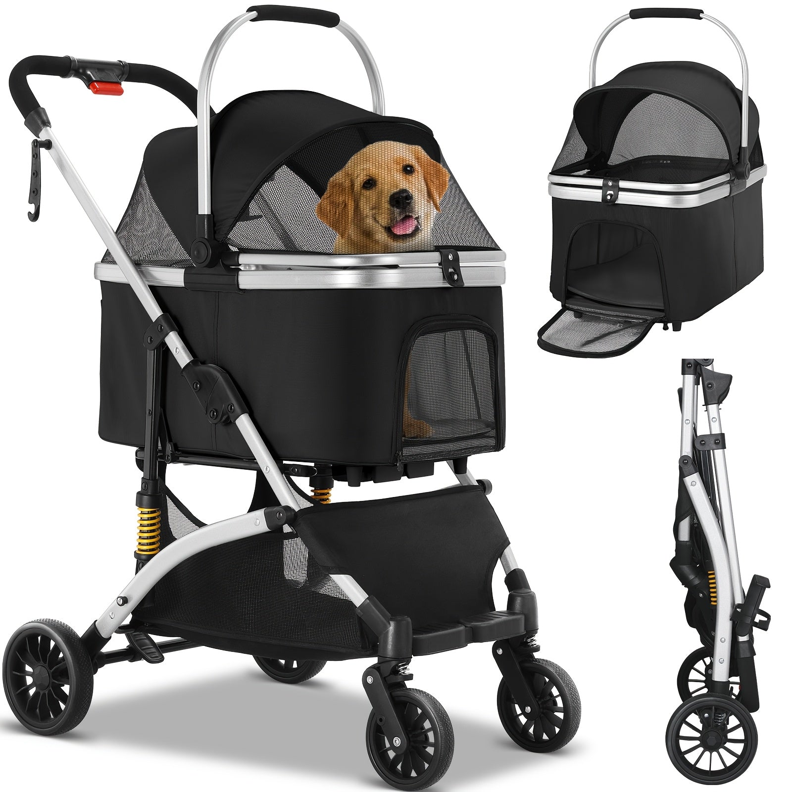 Hundekinderwagen, 360° drehbar für Camping und Reisen – Detailansicht 21