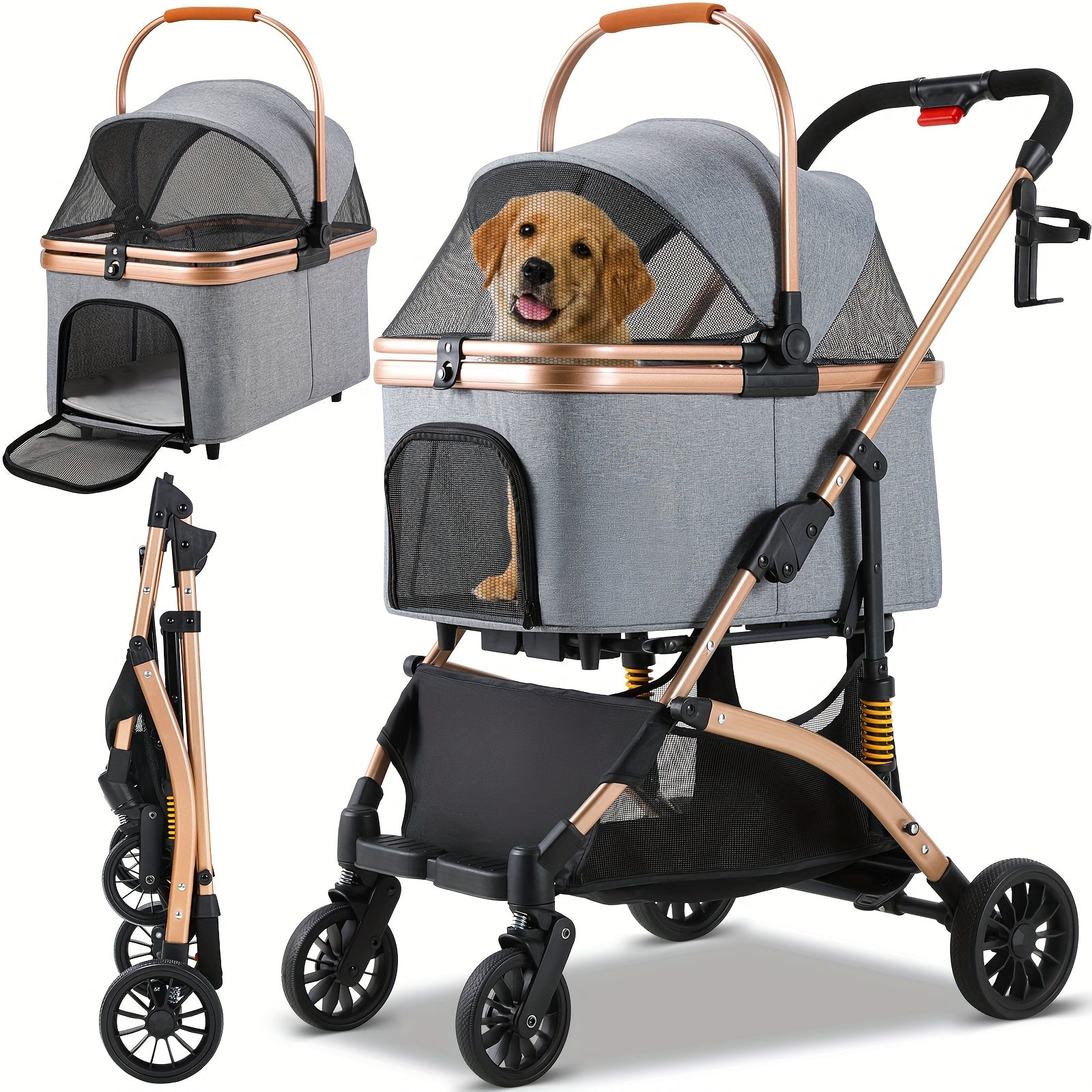 Hundekinderwagen, 360° drehbar für Camping und Reisen – Detailansicht 23