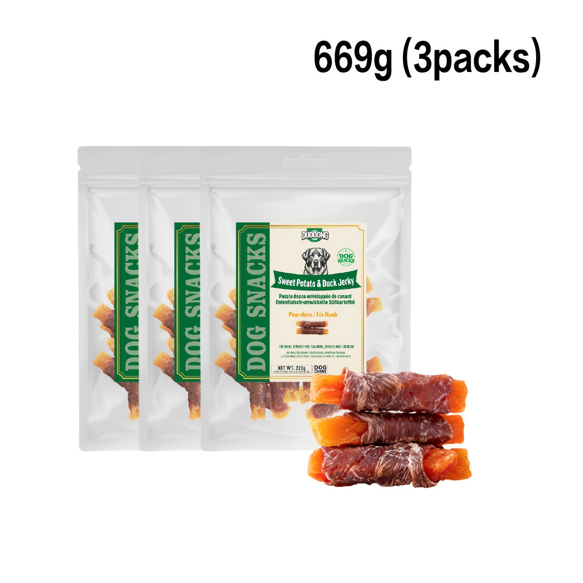 Hundesnack, 892g (4 x 223g Packungen) für Haustiere – Detailansicht 3