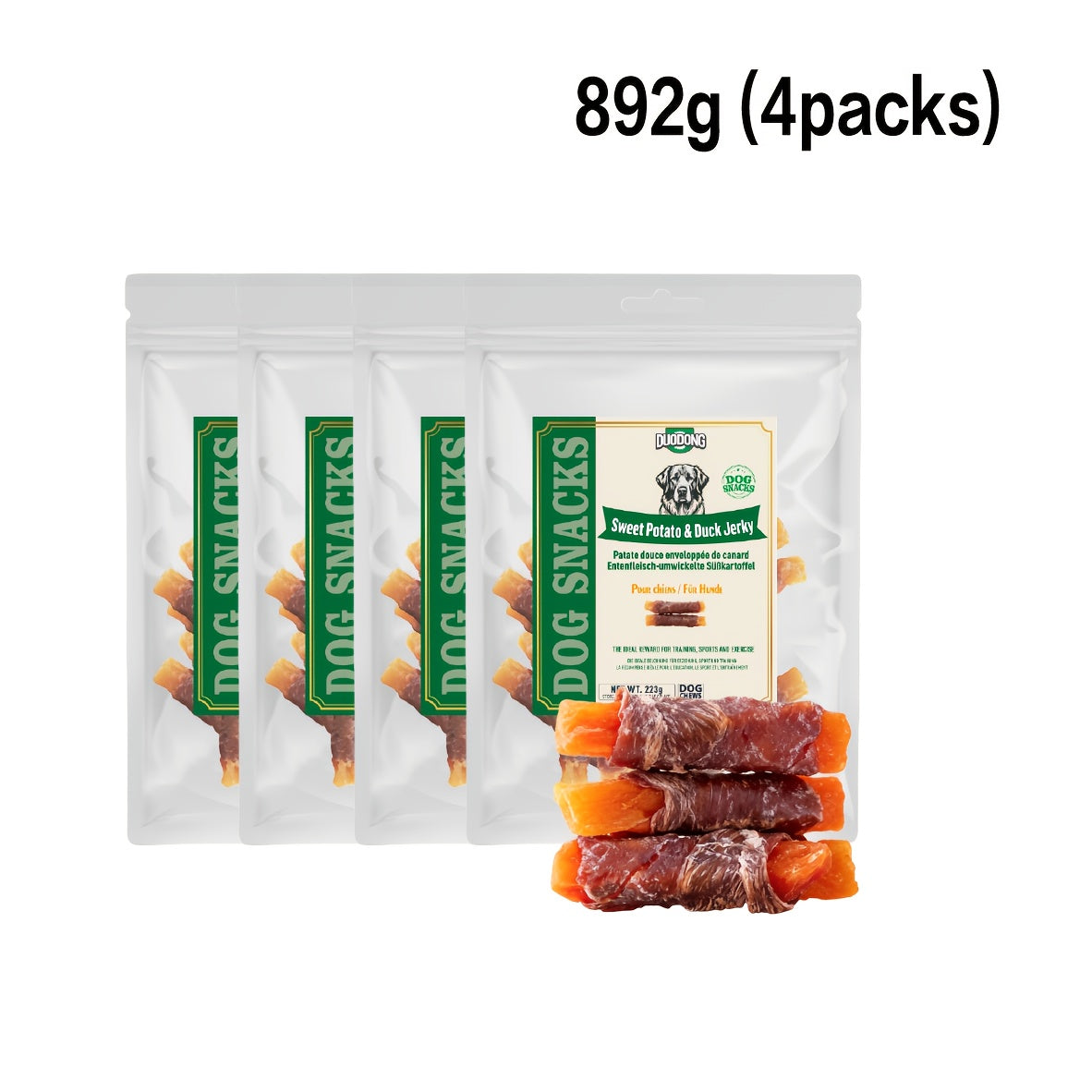 Hundesnack, 892g (4 x 223g Packungen) für Haustiere – Detailansicht 4
