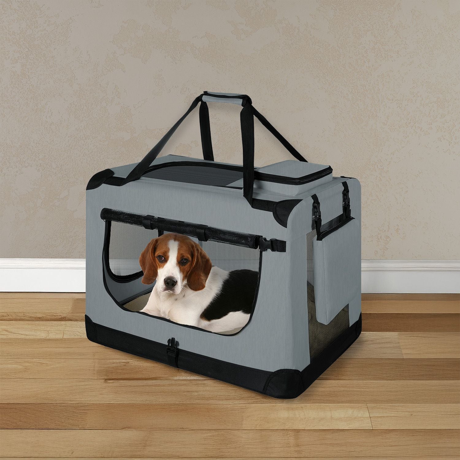 Hundetransportbox, dunkelgrau für Haustiere und Zuhause – Hauptansicht
