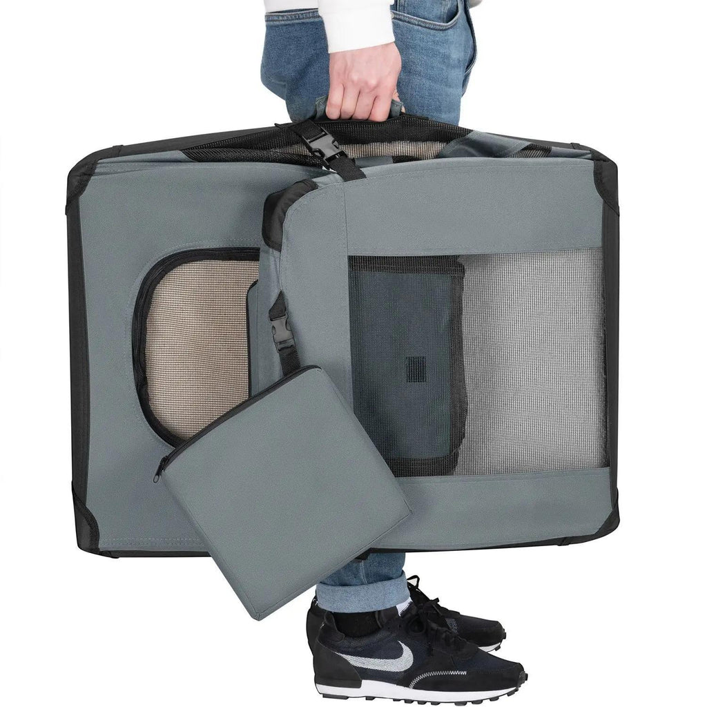 Hundetransportbox, dunkelgrau für Haustiere und Zuhause – Detailansicht 4