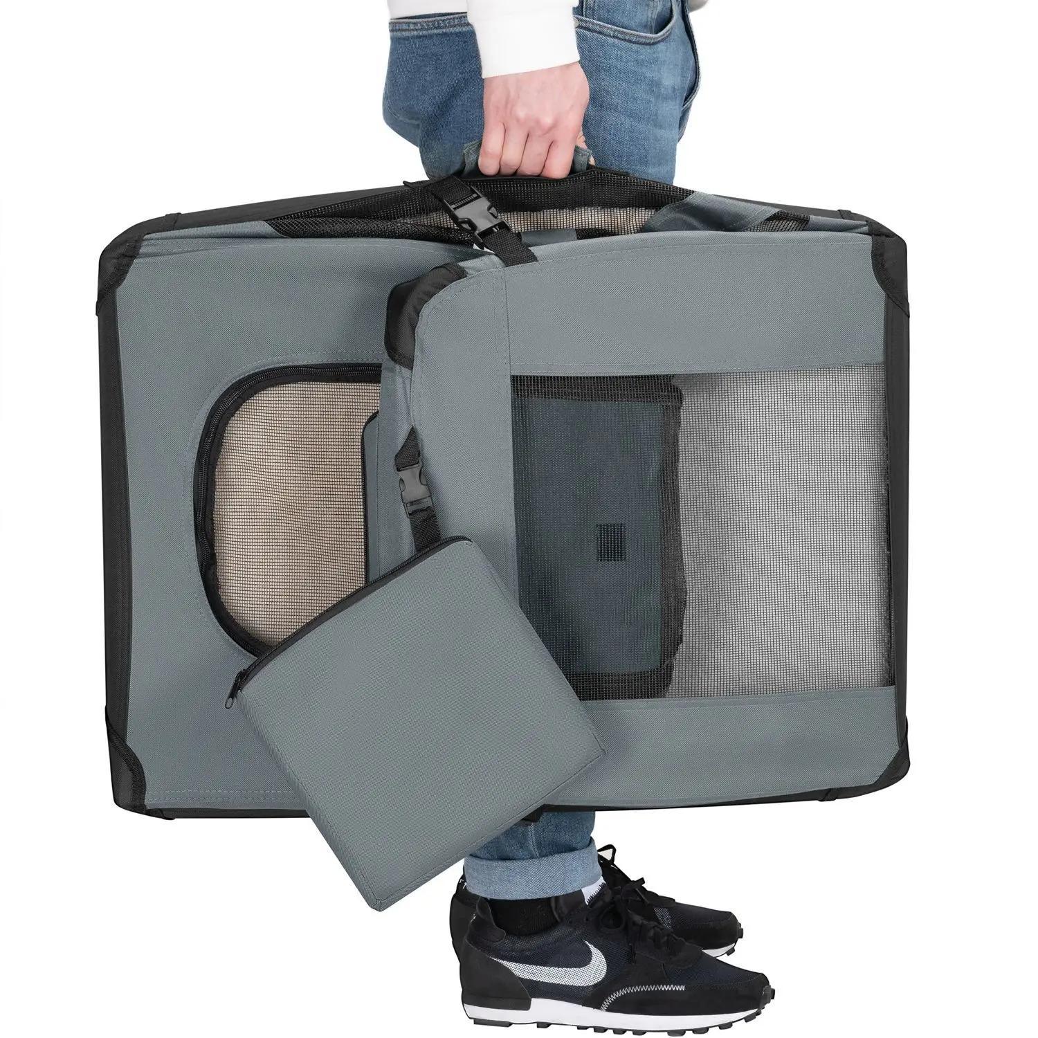 Hundetransportbox, dunkelgrau für Haustiere und Zuhause – Detailansicht 4