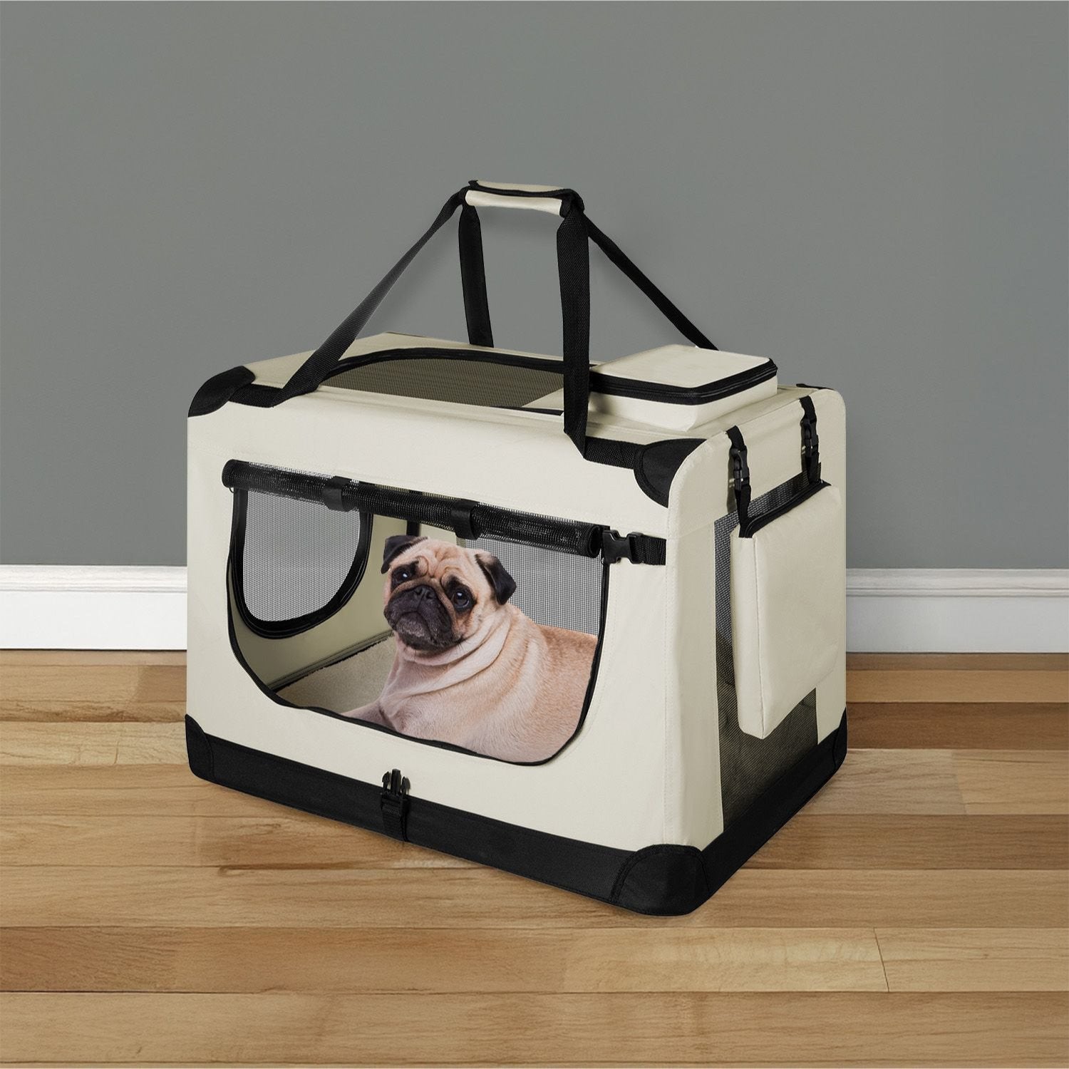 Hundetransportbox, dunkelgrau für Haustiere und Zuhause – Detailansicht 9