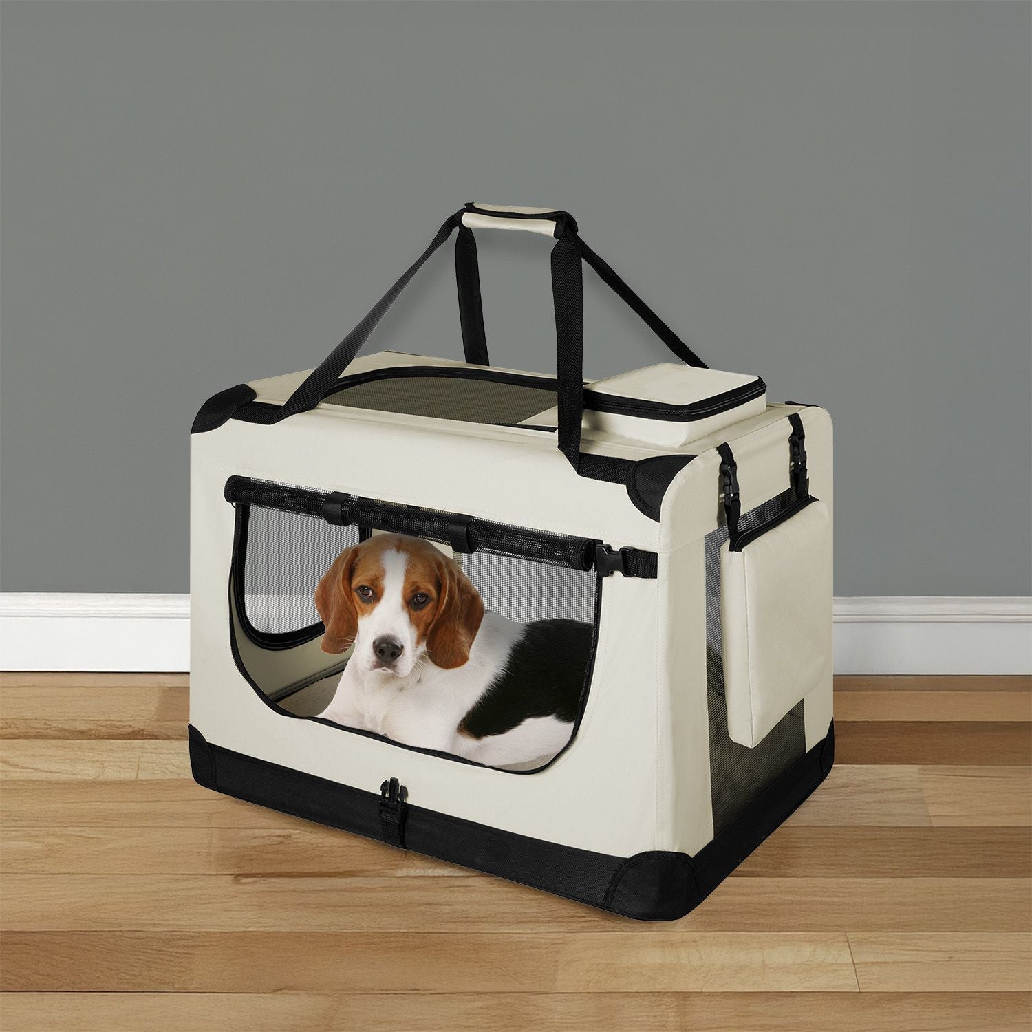 Hundetransportbox, dunkelgrau für Haustiere und Zuhause – Detailansicht 12