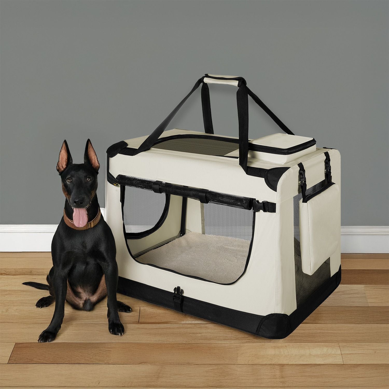 Hundetransportbox, dunkelgrau für Haustiere und Zuhause – Detailansicht 16