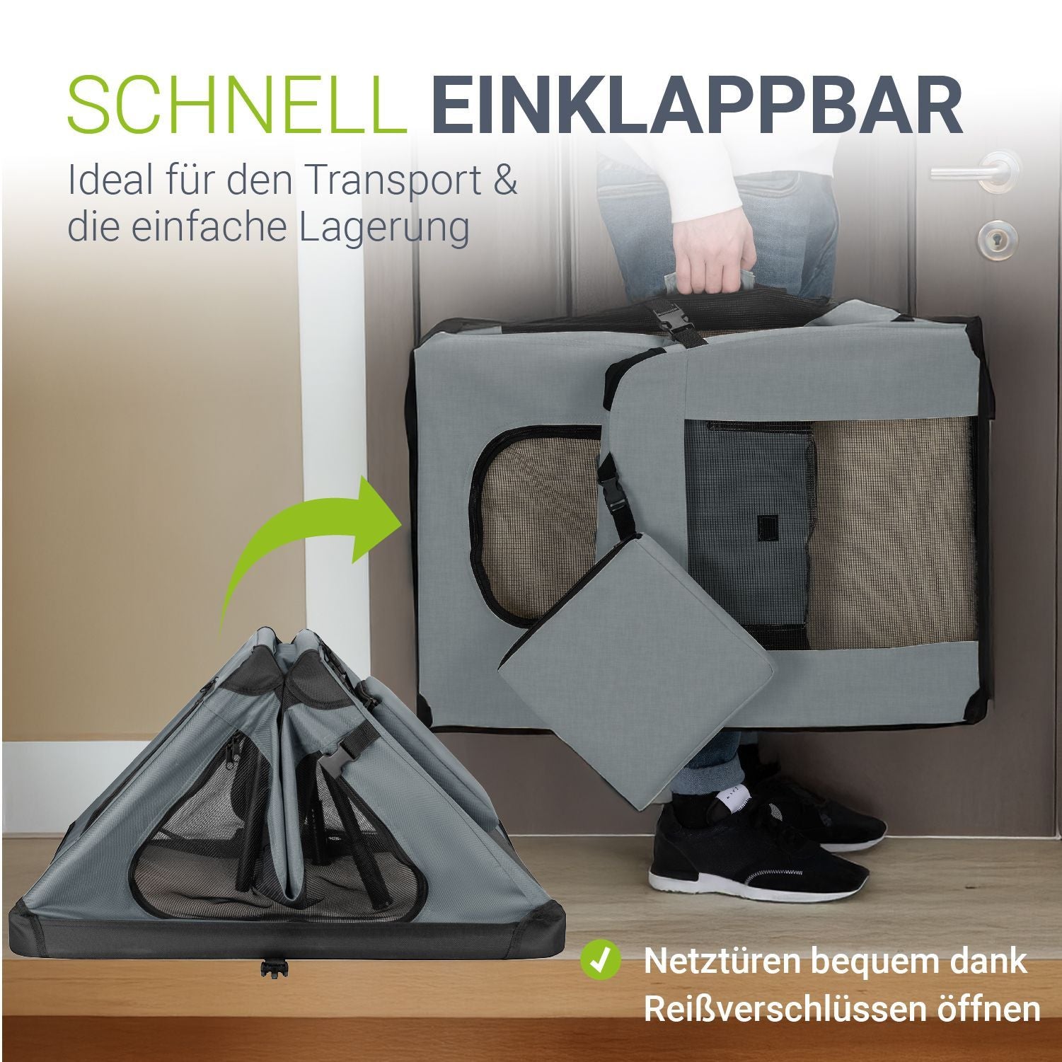 Hundetransportbox, dunkelgrau für Haustiere und Zuhause – Detailansicht 27