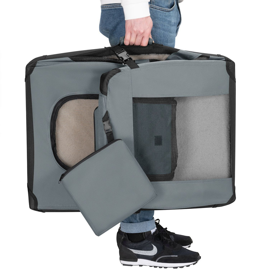 Hundetransportbox, dunkelgrau für Haustiere und Zuhause – Detailansicht 30