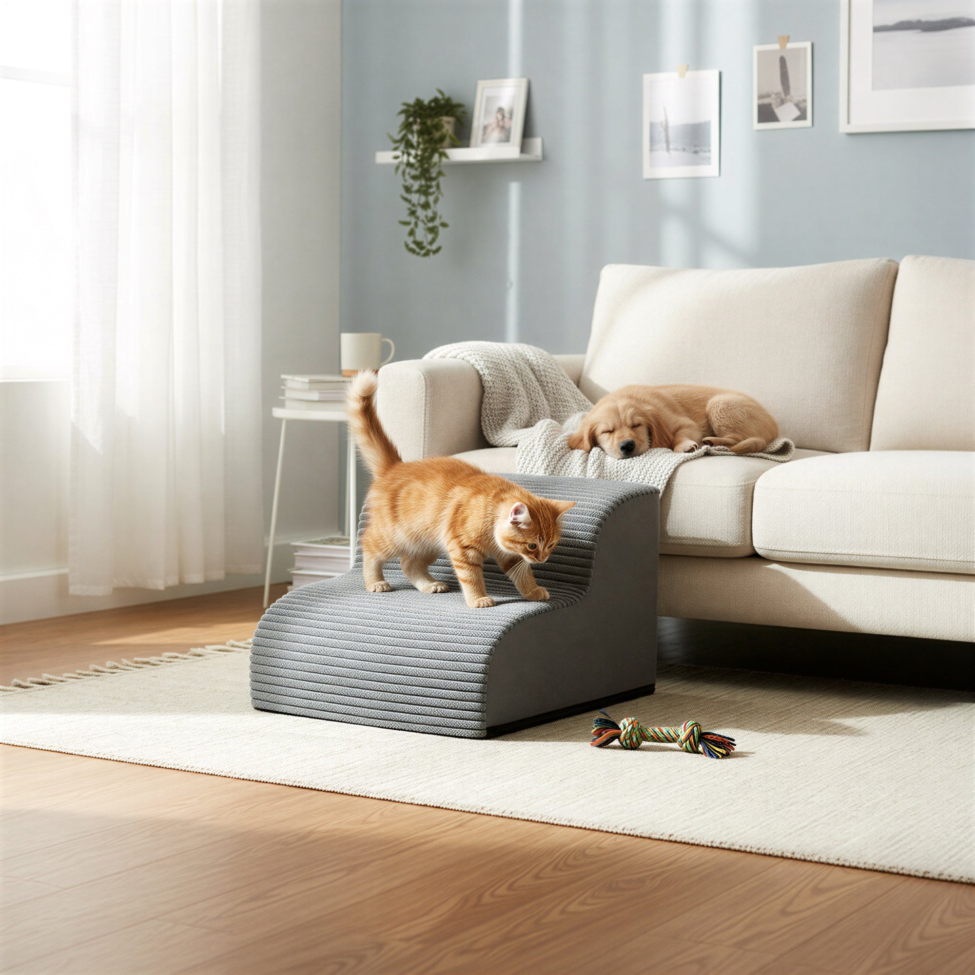 Hundetreppe/Haustiertreppe/Sofabett-Ramp, 3 Stufen für Schlafzimmer – Detailansicht 2