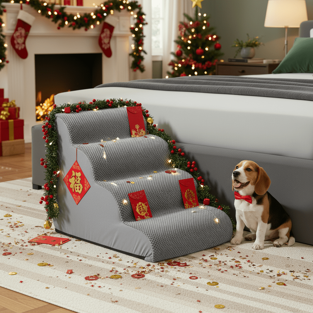 Hundetreppe/Haustiertreppe/Sofabett-Ramp, 4 Stufen für Bett und Schlafzimmer – Detailansicht 22