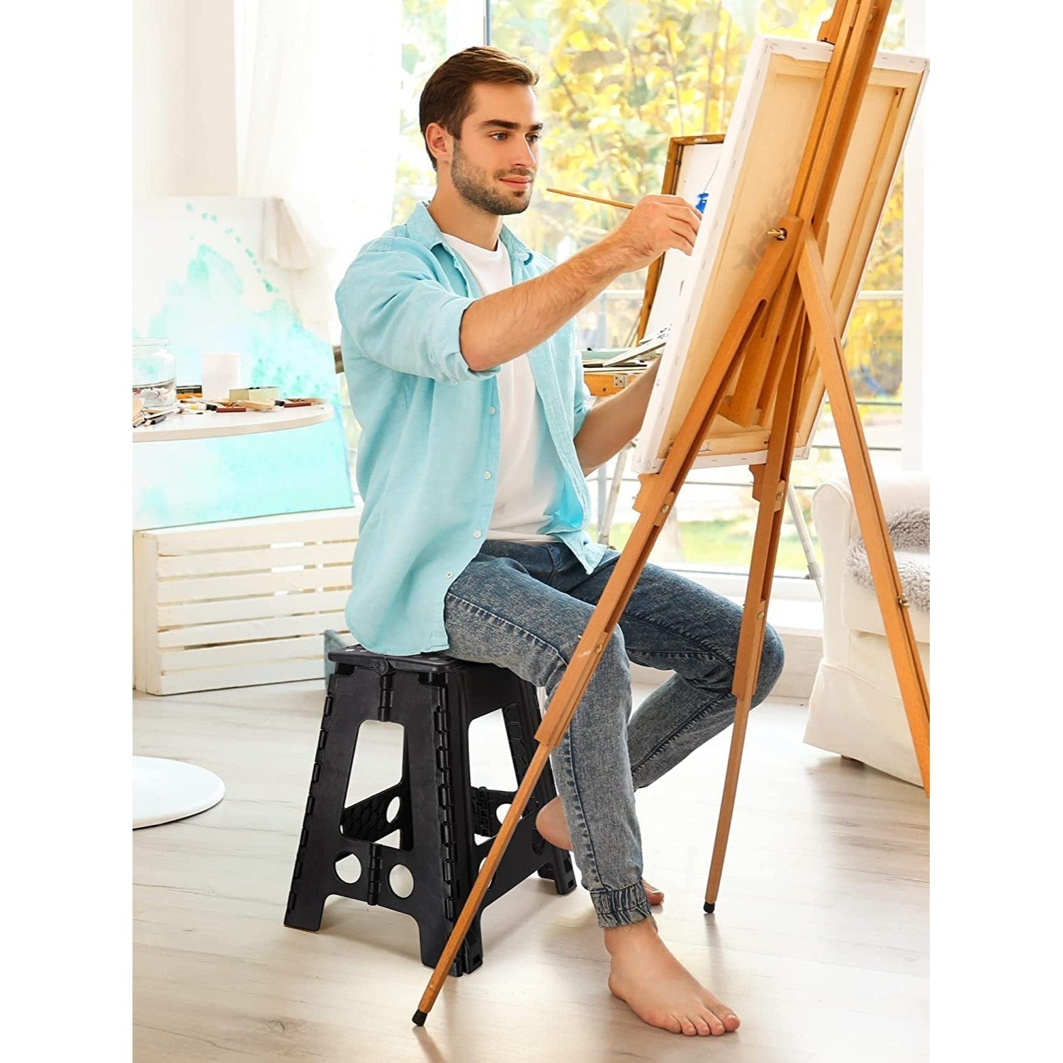 Indoor Kunststoff-Mehrfunktionshocker, 150 kg für Küche und Essbereich – Detailansicht 35