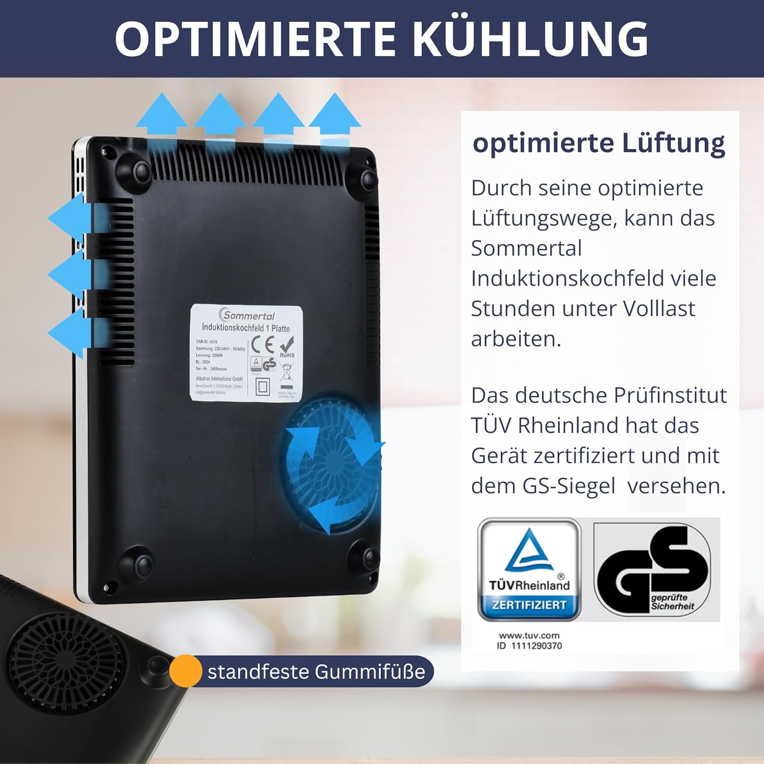 Induktionskochplatte, 2000 W für Alltag und Zuhause – Detailansicht 4