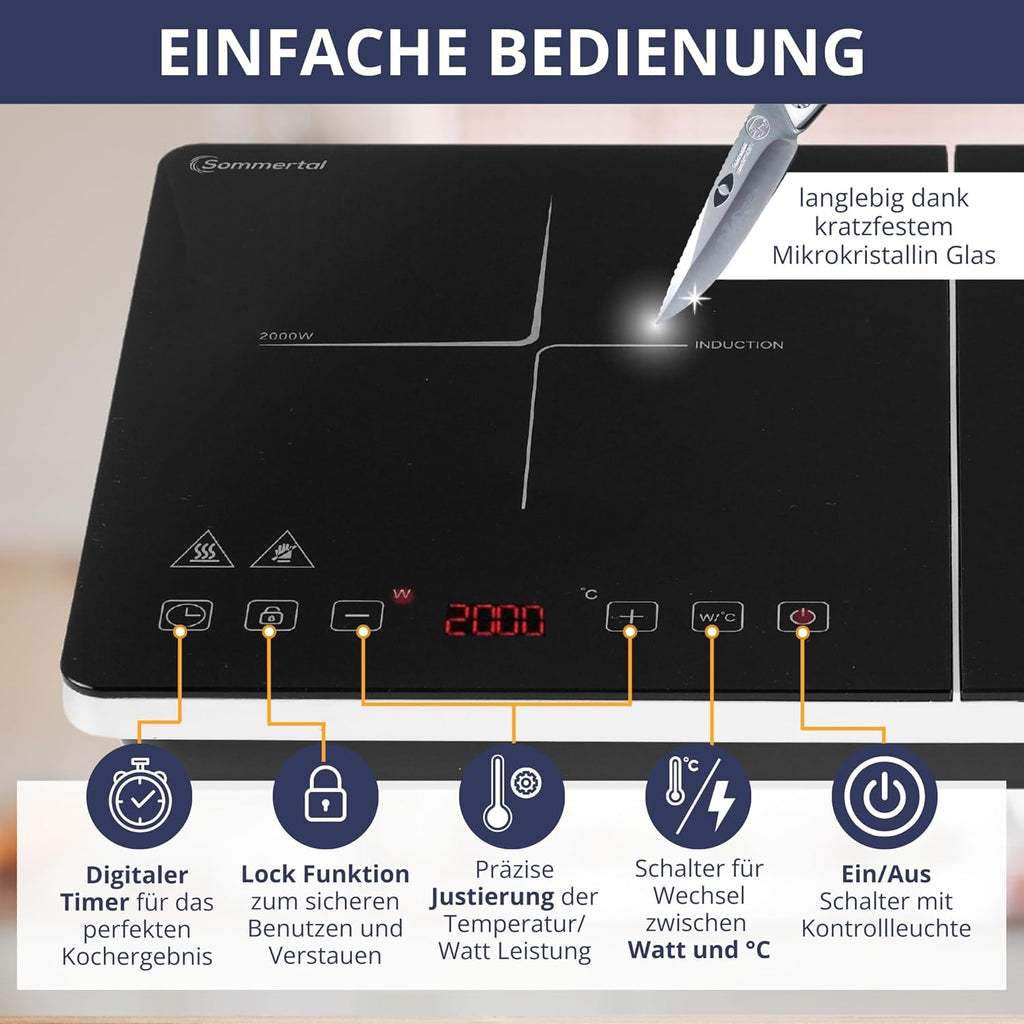 Induktionskochplatte, Doppel-Kochplatten für Schlafzimmer und Bett – Detailansicht 2