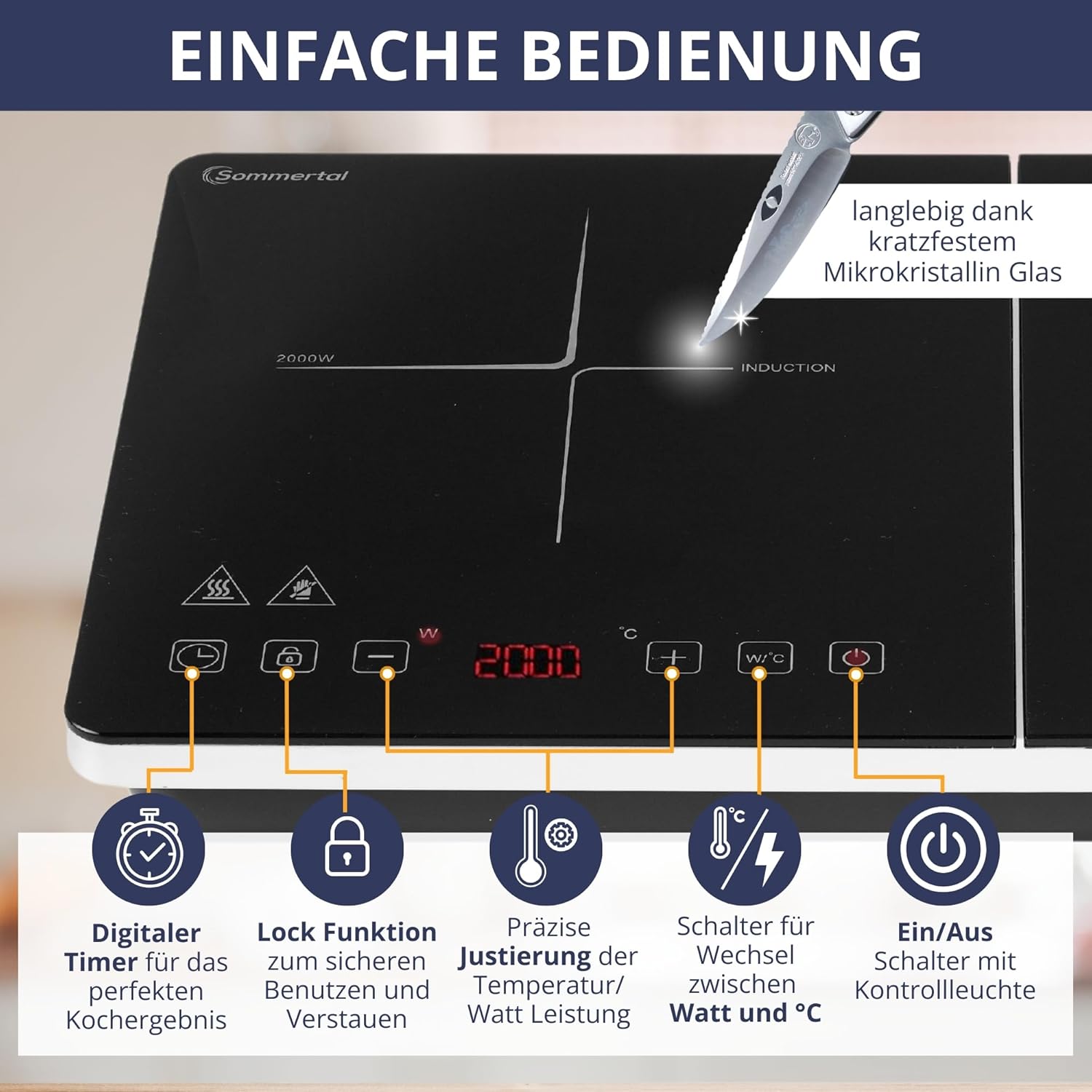 Induktionskochplatte, Doppel-Kochplatten für Schlafzimmer und Bett – Detailansicht 2