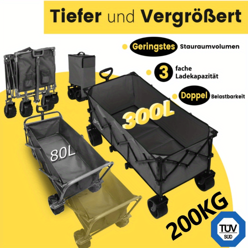 Industrietauglicher Klappwagen, 200kg für Bauarbeiten und Alltag – Detailansicht 2