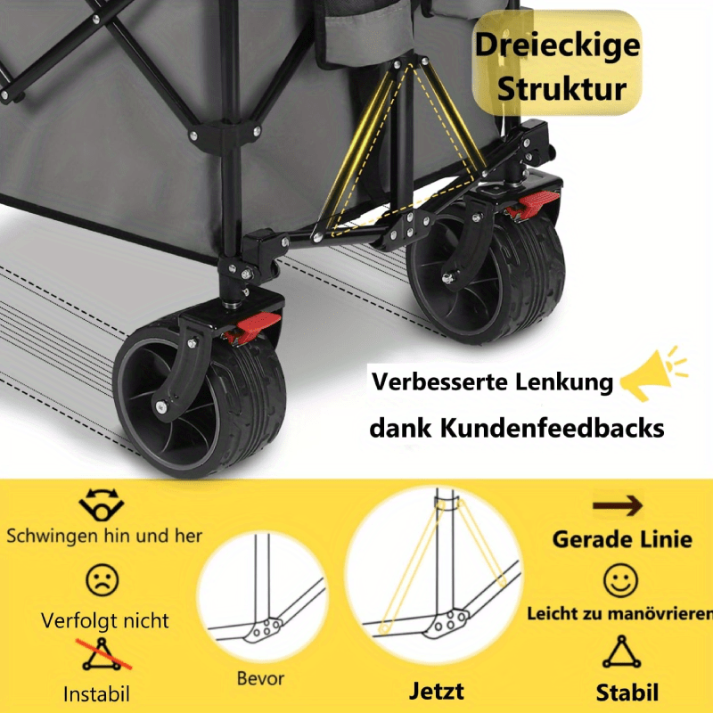Industrietauglicher Klappwagen, 200kg für Bauarbeiten und Alltag – Detailansicht 11
