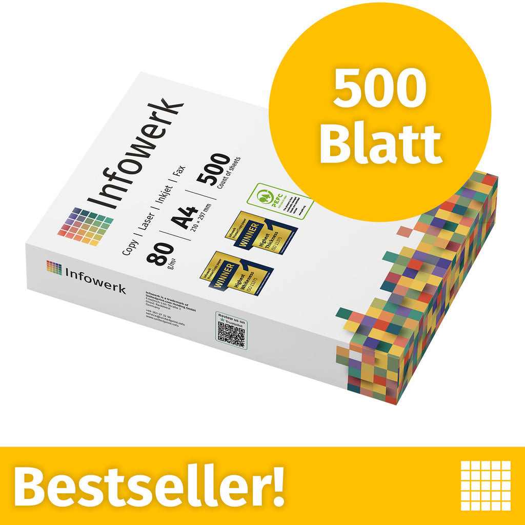Infowerk Druckerpapier Kopierpapier, 1 x 500 für Alltag und Zuhause – Hauptansicht