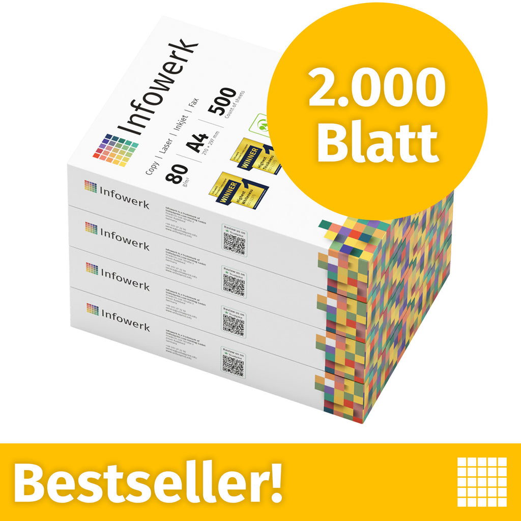 Infowerk Druckerpapier Kopierpapier, 4 x 500 für Alltag und Zuhause – Hauptansicht