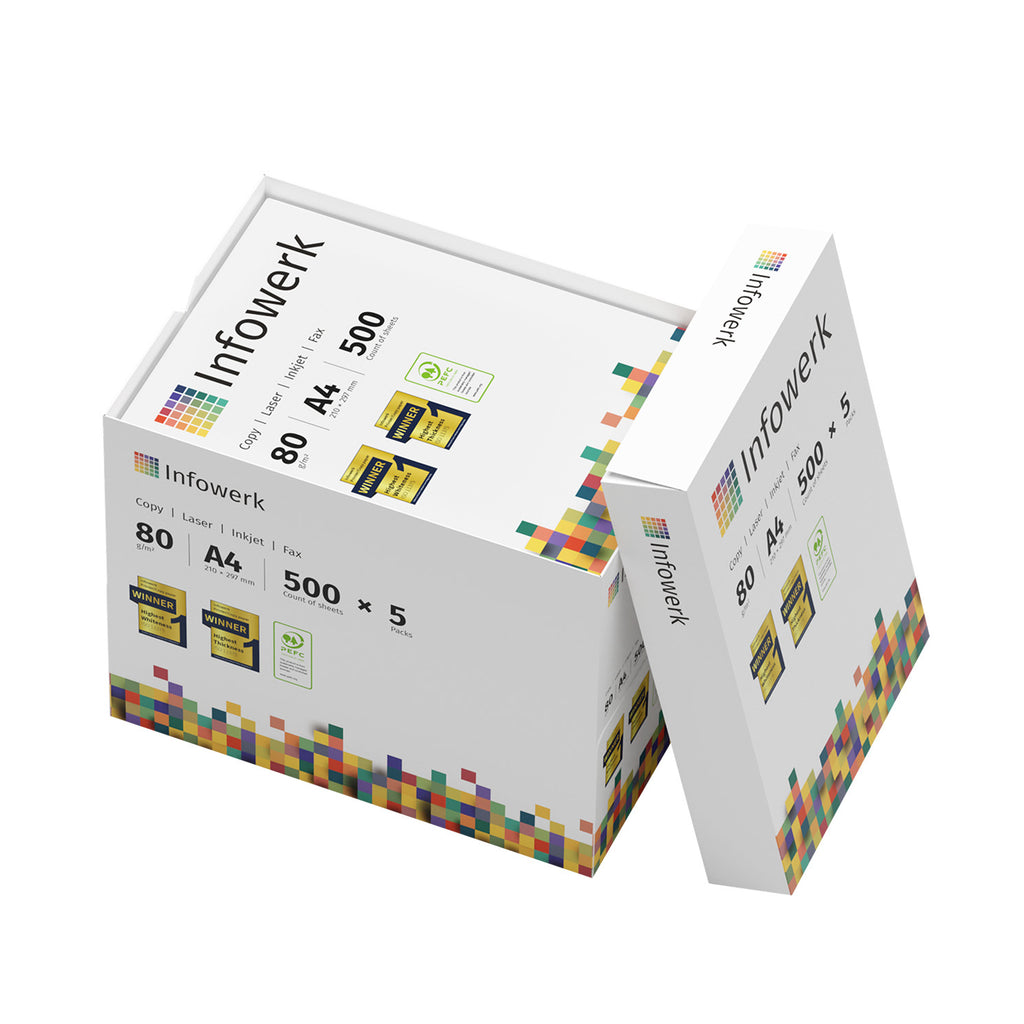 Infowerk Druckerpapier Kopierpapier, 5 x 500 für Alltag und Zuhause – Detailansicht 2