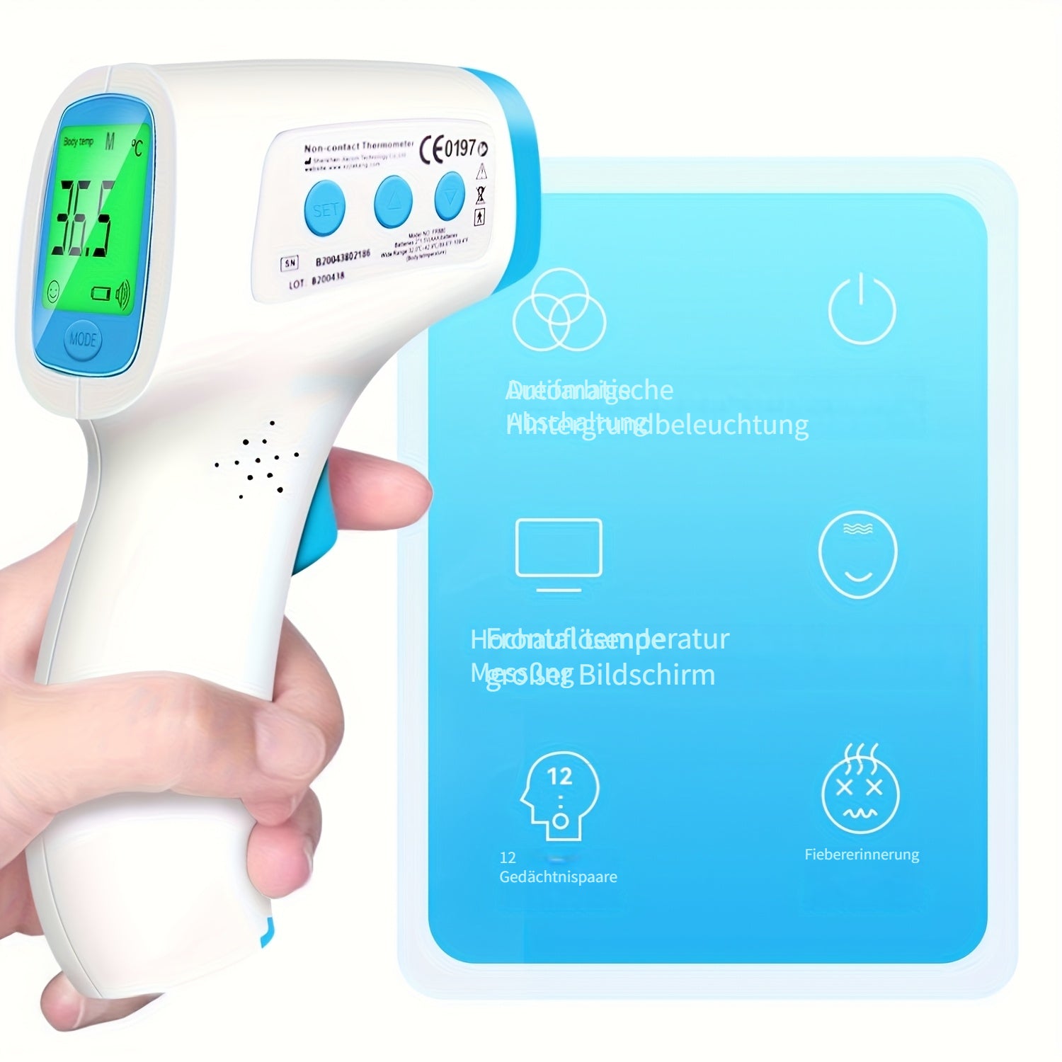Infrarot-Stirnthermometer, 3-in-1 Digitales für Erwachsene und Kinder – Detailansicht 6