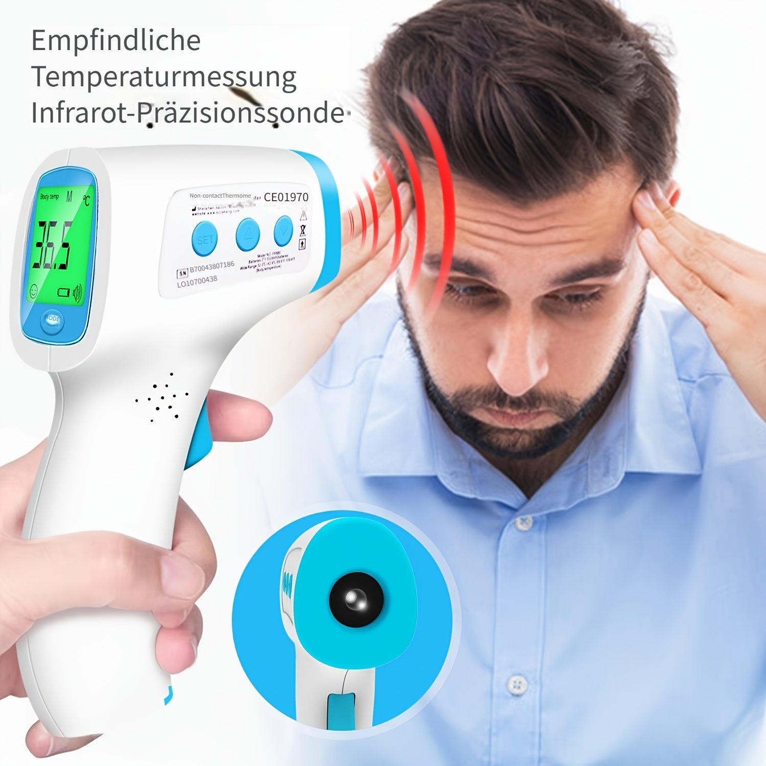 Infrarot-Stirnthermometer, 3-in-1 Digitales für Erwachsene und Kinder – Detailansicht 7