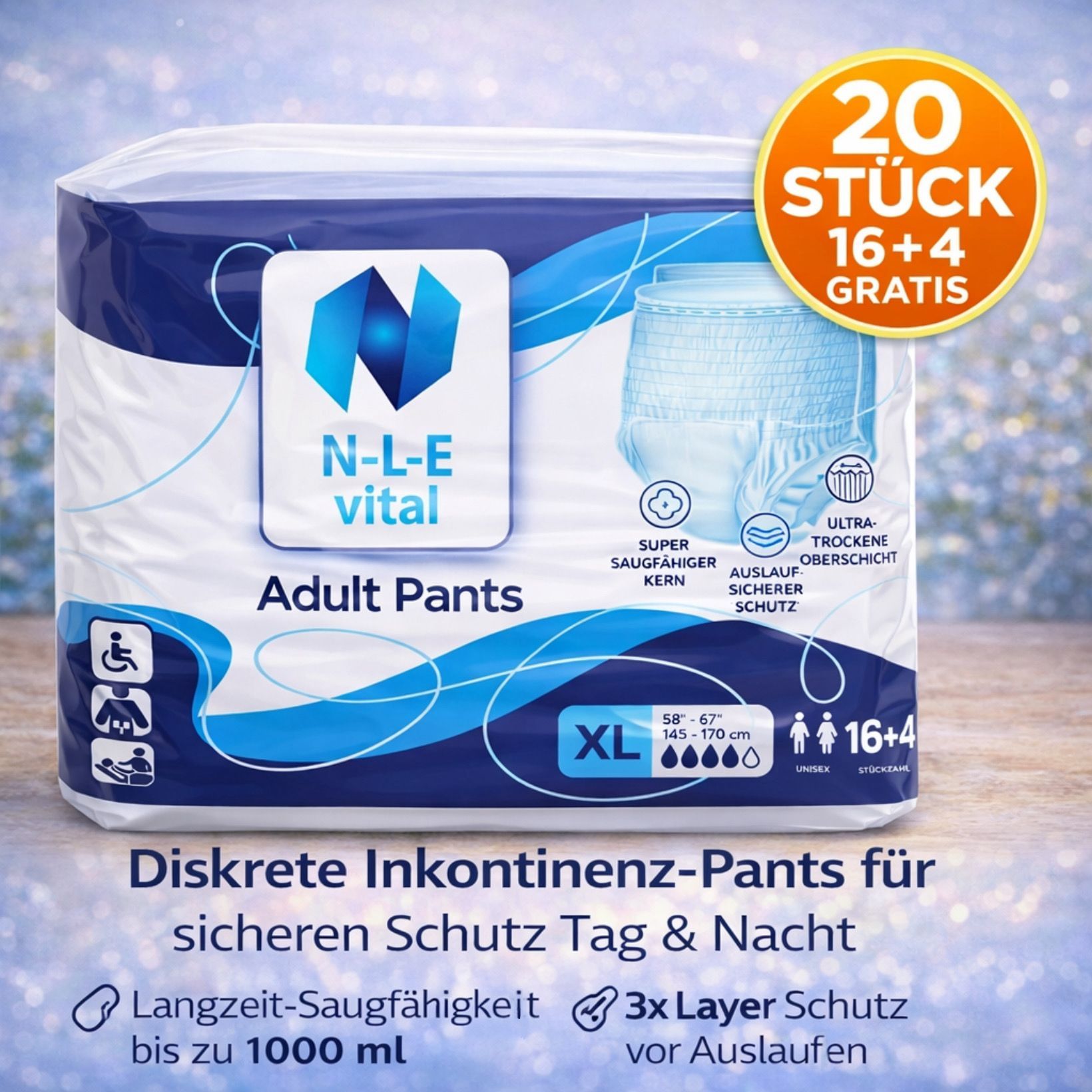 Inkontinenz-Pants, 1000 ml für Erwachsene L und XL – Detailansicht 7