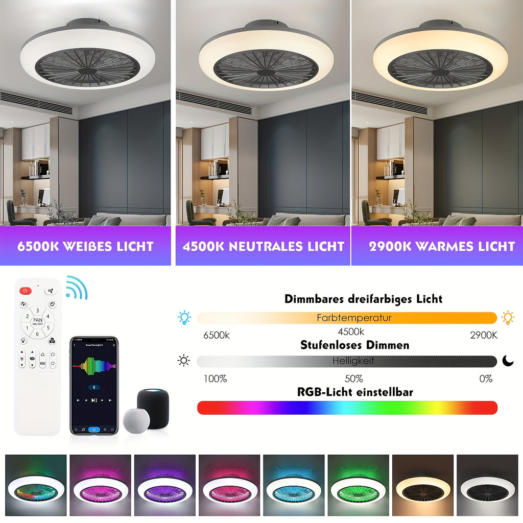 Intelligente Deckenventilator-Leuchte, 50W für Schlafzimmer und Bett – Detailansicht 6