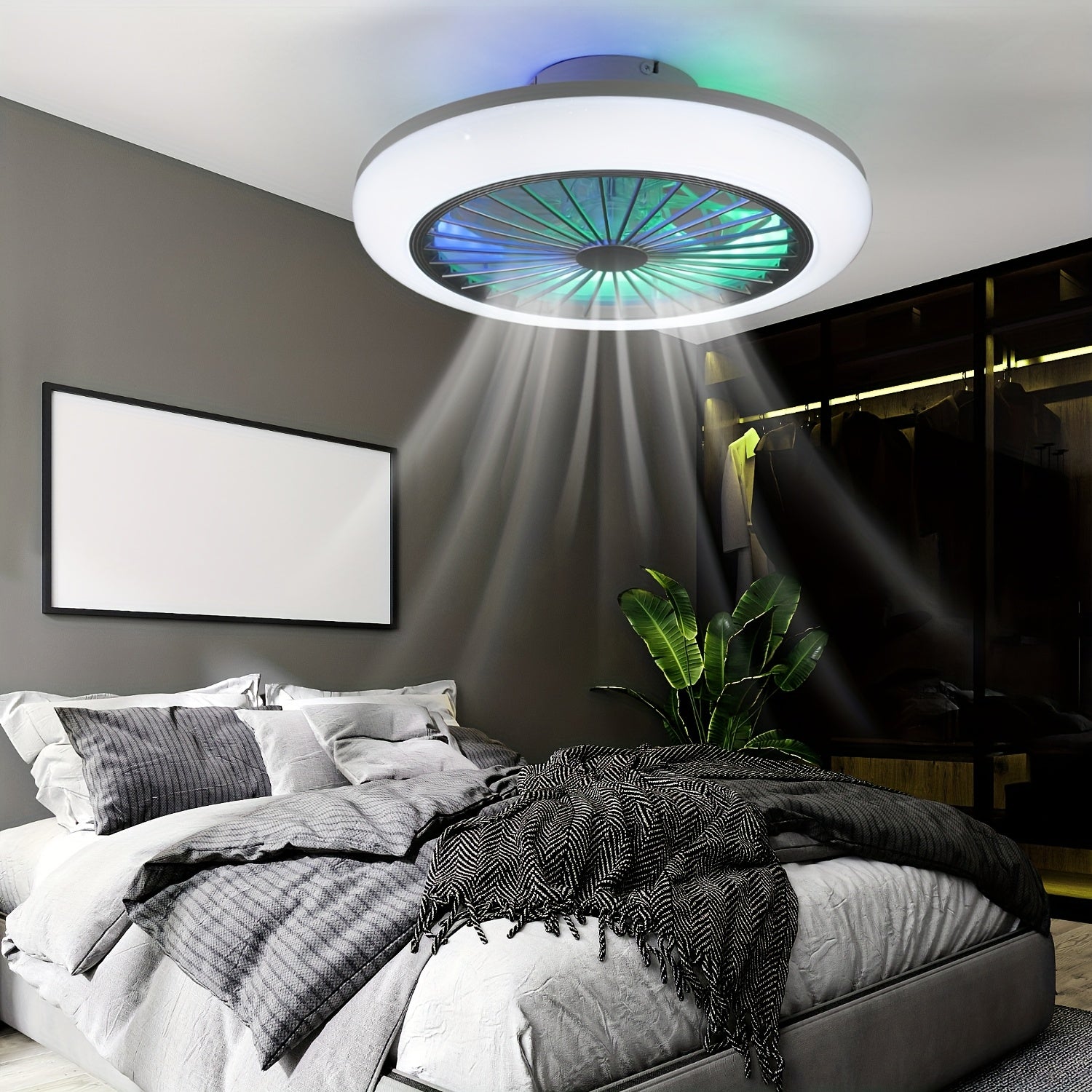 Intelligente Deckenventilator-Leuchte, 50W für Schlafzimmer und Bett – Detailansicht 8