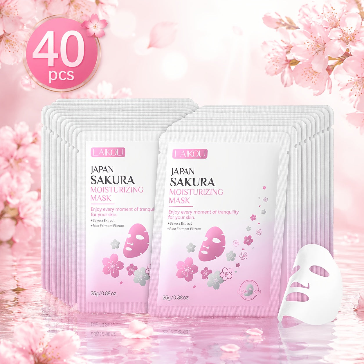 Japanische Sakura Gesichtsmasken, 40 Stück für Camping und Reisen – Hauptansicht