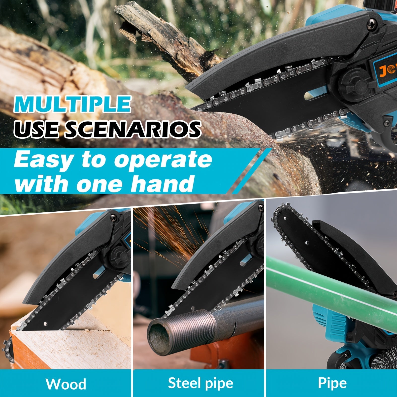 Jemi Tool, 1 Batterie und 1 Kette (Karton) für Terrasse und Garten – Detailansicht 3