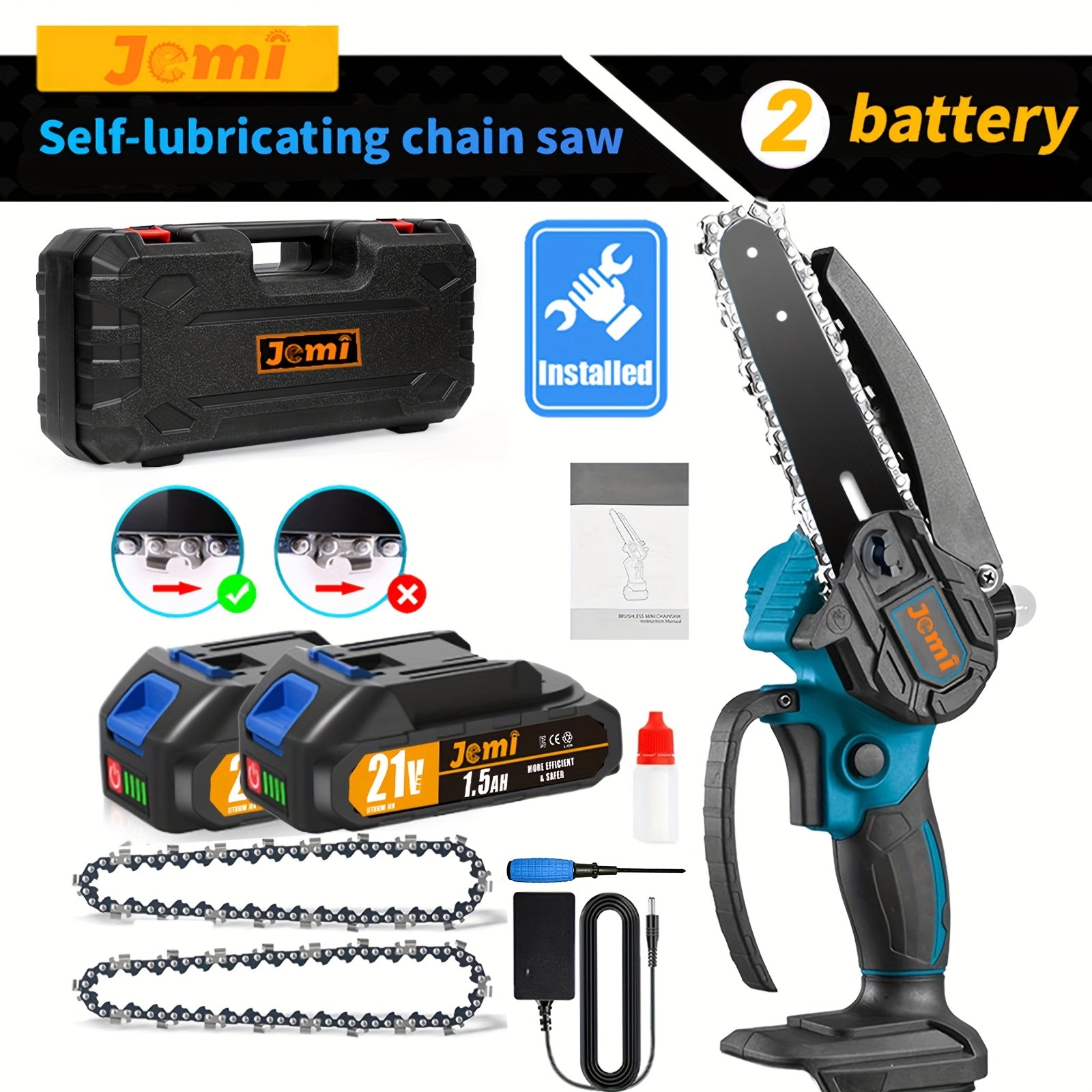 Jemi Tool, 1 Batterie und 1 Kette (Karton) für Terrasse und Garten – Detailansicht 5