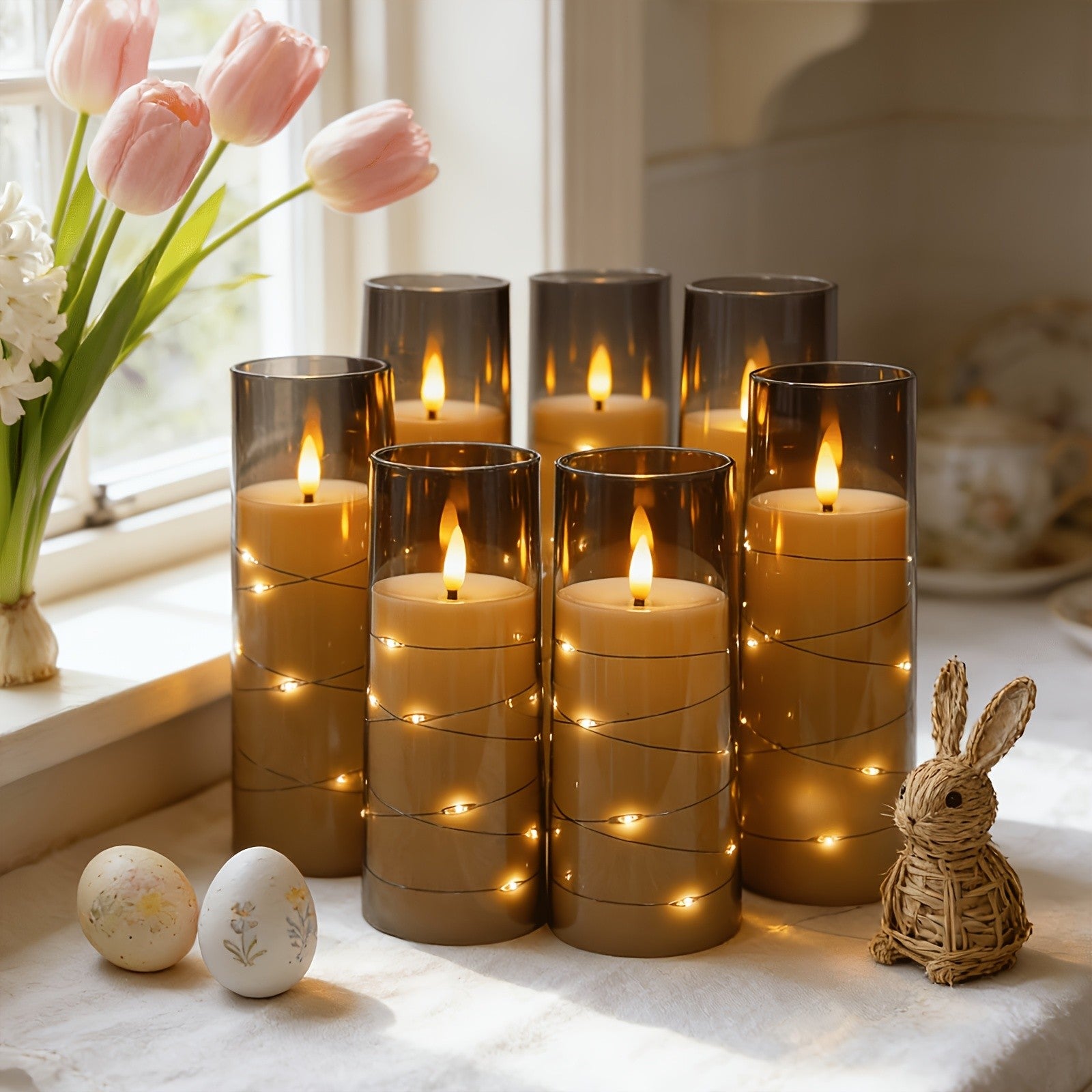 JINYANIA 5er-Pack Flammenlose LED-Kerzen, LED-Beleuchtung für Schlafzimmer und Bett – Detailansicht 8