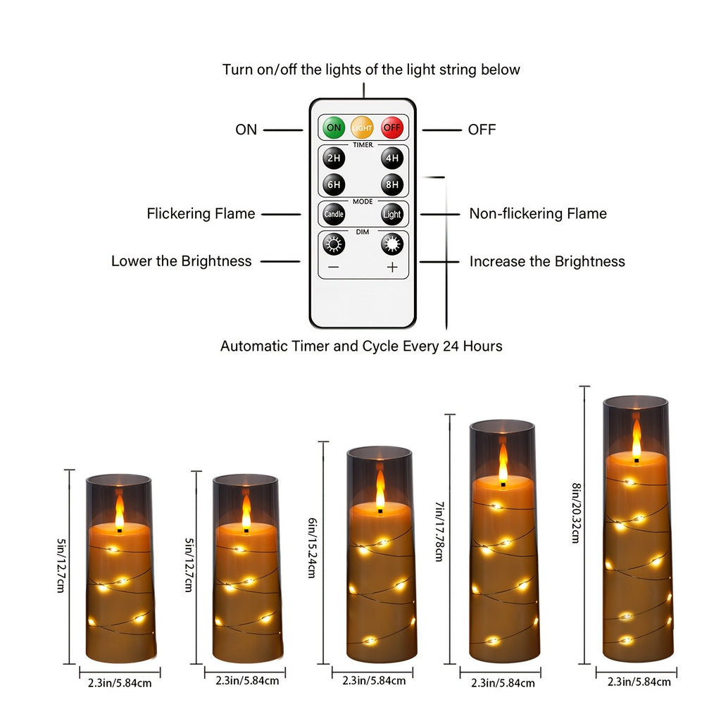 JINYANIA 5er-Pack Flammenlose LED-Kerzen, LED-Beleuchtung für Schlafzimmer und Bett – Detailansicht 10