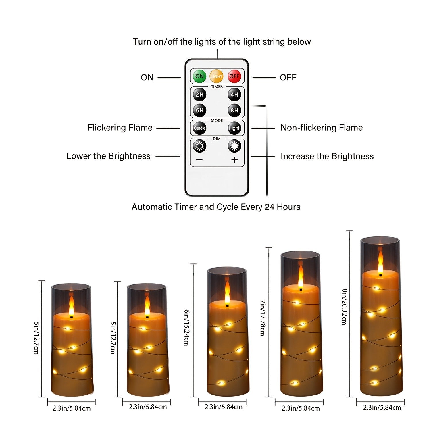 JINYANIA 5er-Pack Flammenlose LED-Kerzen, LED-Beleuchtung für Schlafzimmer und Bett – Detailansicht 10