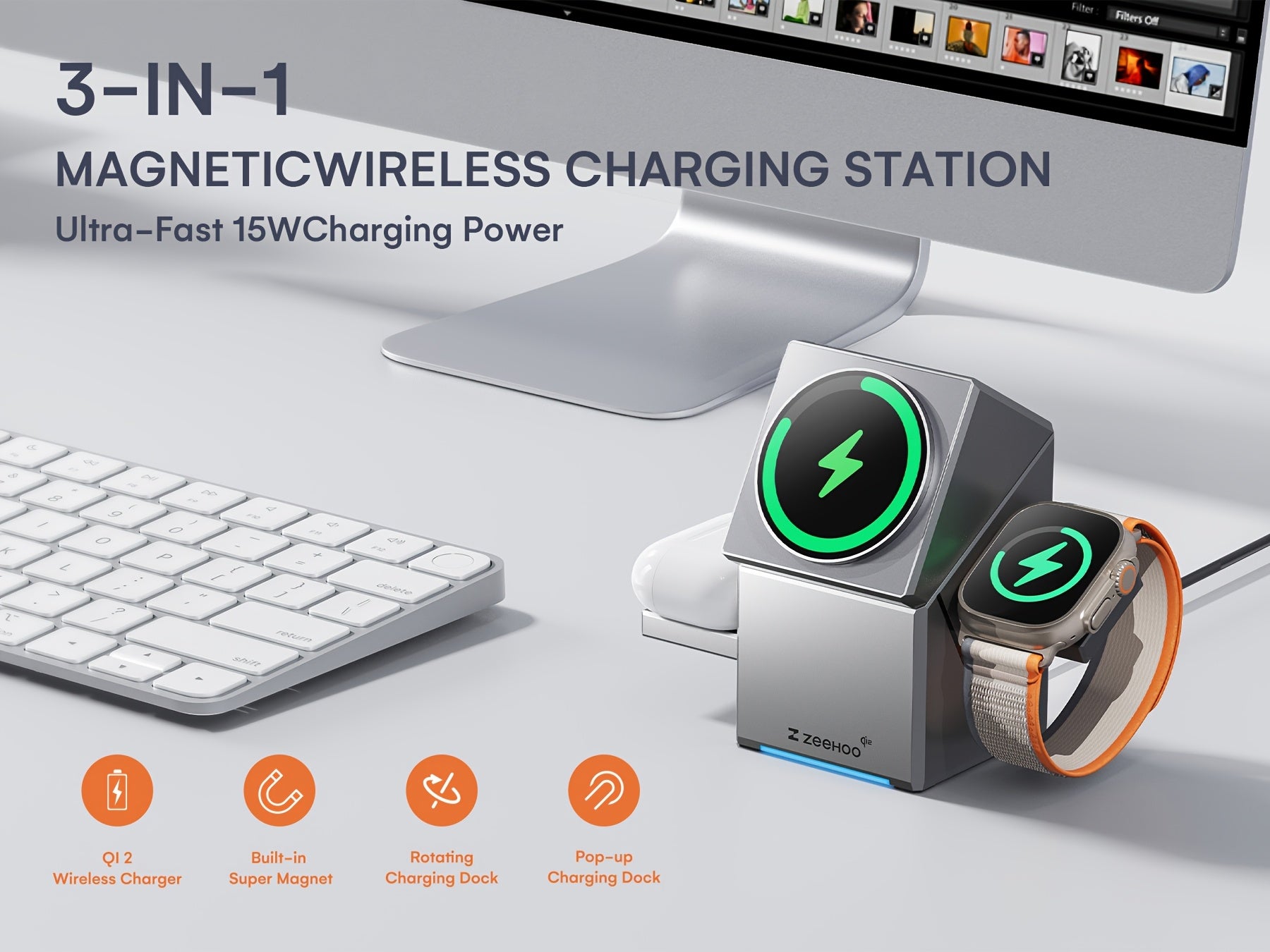 kabellose Ladestation, 15W für iPhone 15 und Alltag – Detailansicht 9